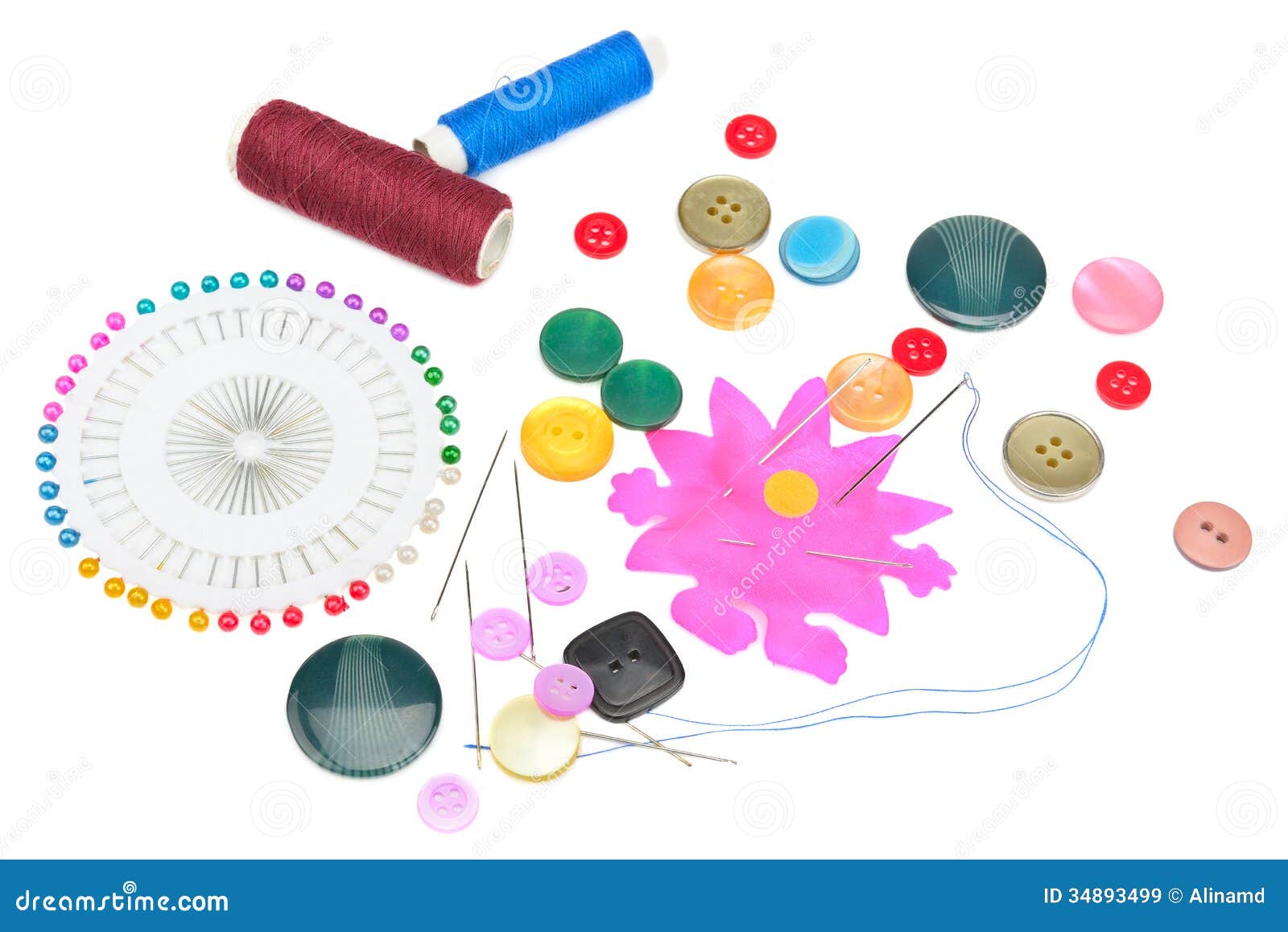 Set of Buttons and Sewing Supplies Stock Image Image of handicraft