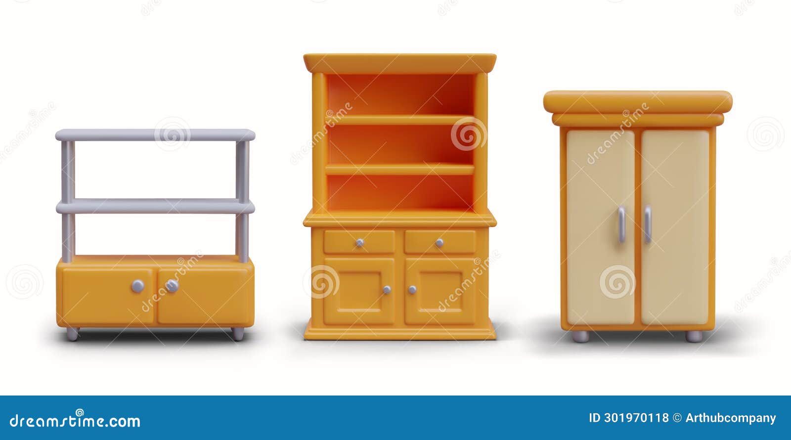 set of cabinets of different types. shelf, bookcase, wardrobe. s for furniture store