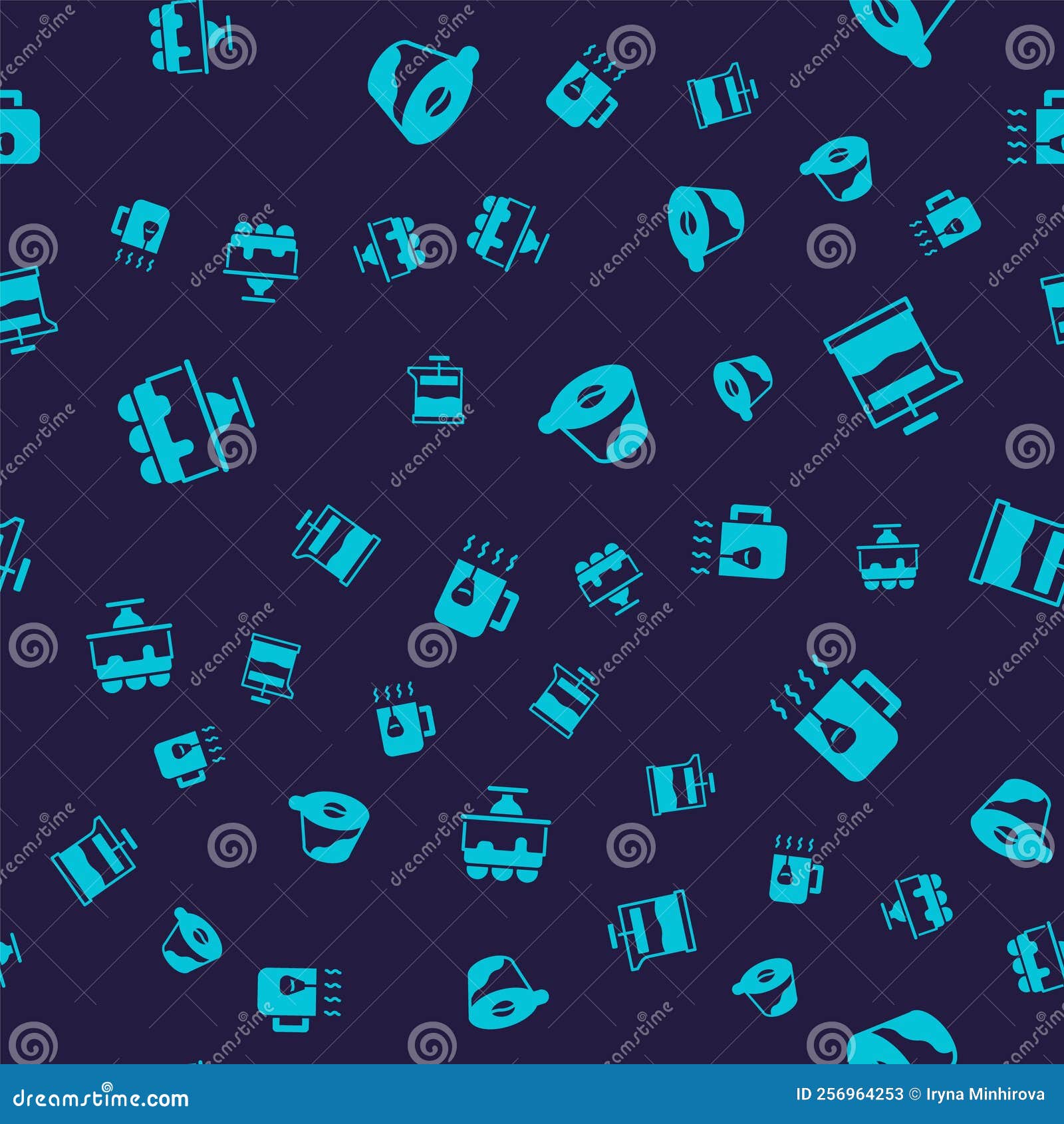 Set Cake, French Press, Pour Over Coffee Maker and Cup Tea with Bag on