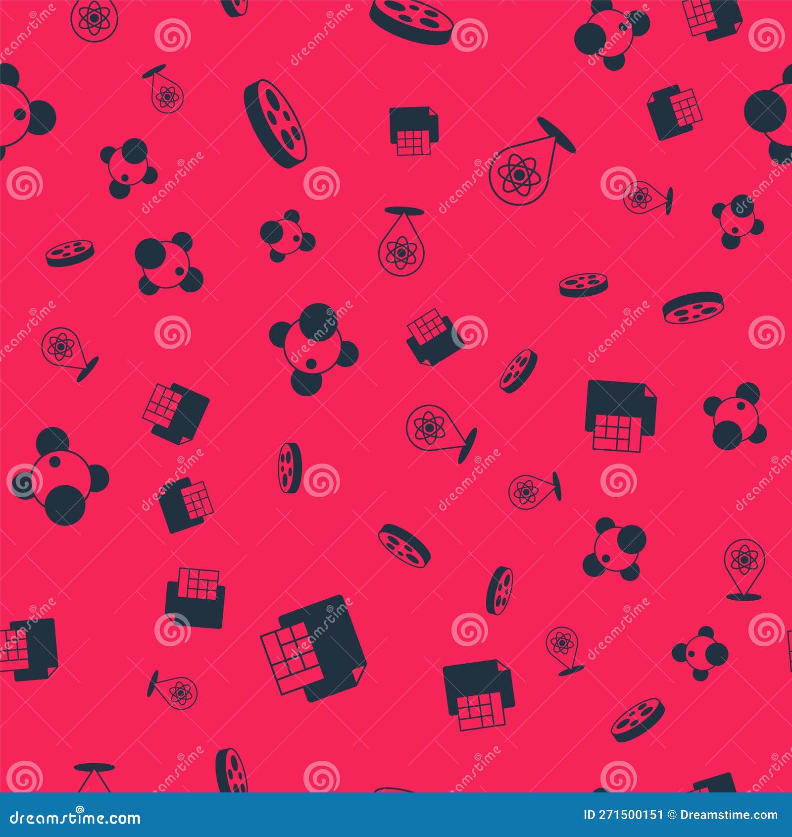 Set Calculator, Petri Dish with Bacteria, Molecule and Atom on Seamless