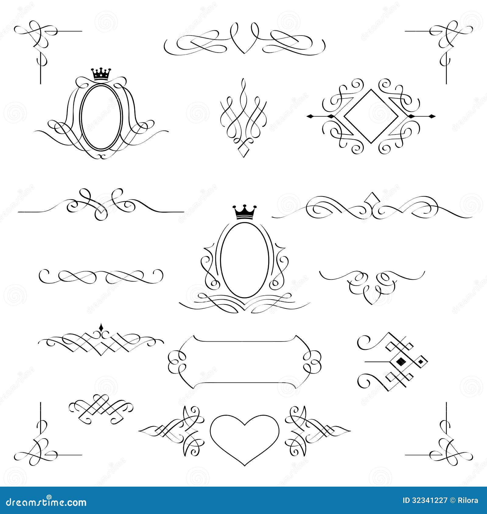 Download Set Of Calligraphic Design Elements. Vector. Stock Vector ...
