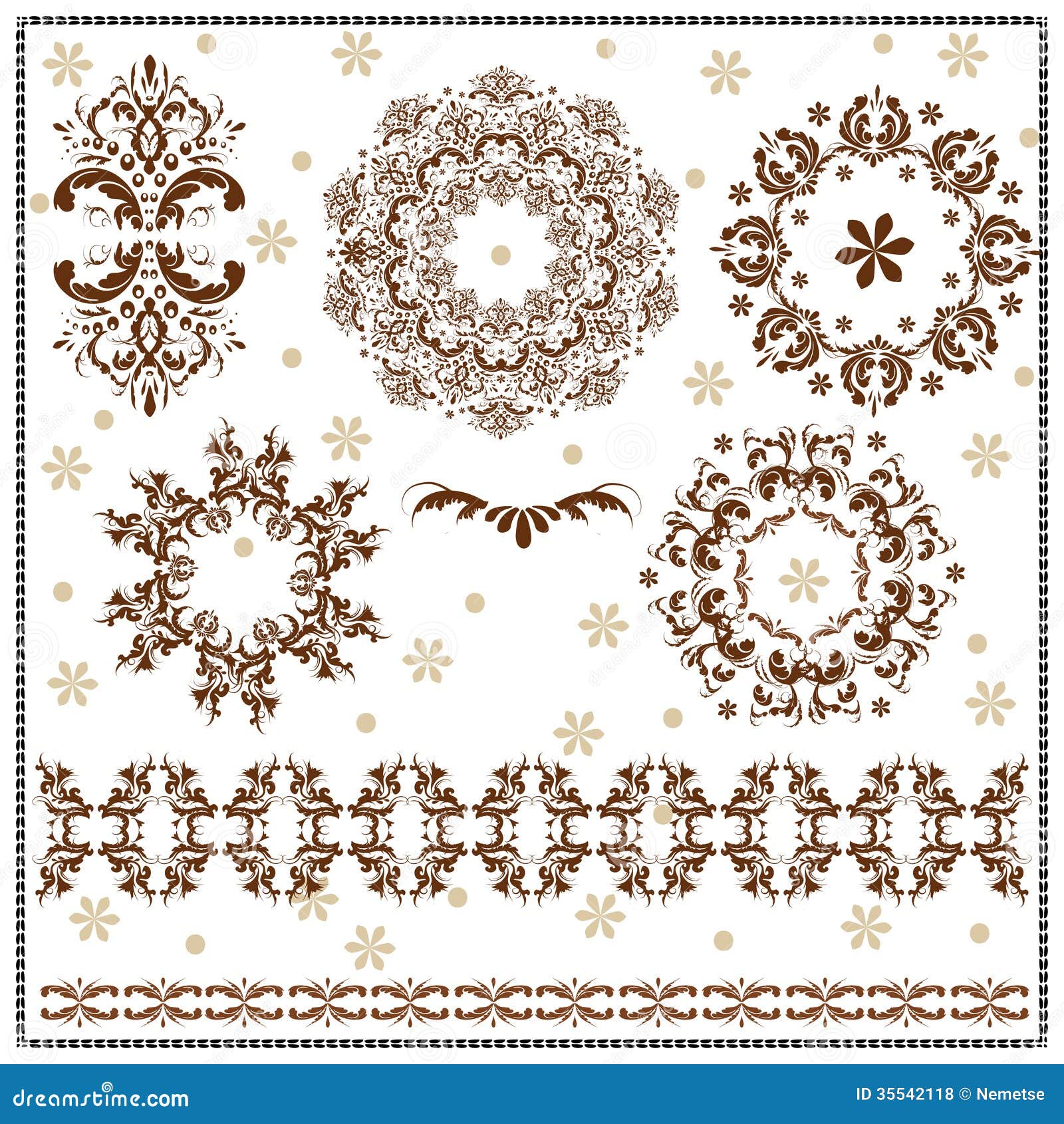 Set of Calligraphic Patterns Stock Vector - Illustration of baroque ...