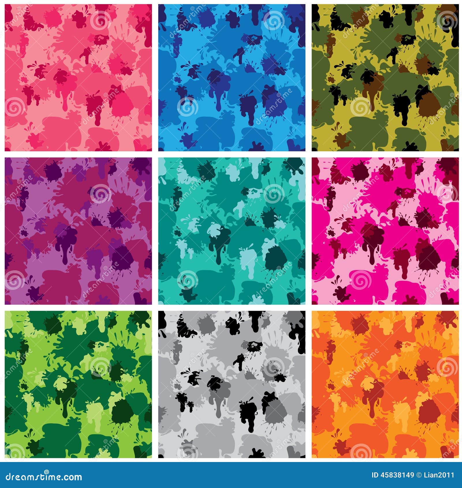 Set Of Camouflage Fabric Patterns Different Colors Stock Vector Set Of Camouflage Fabric Patterns Different Colors Stock Vector