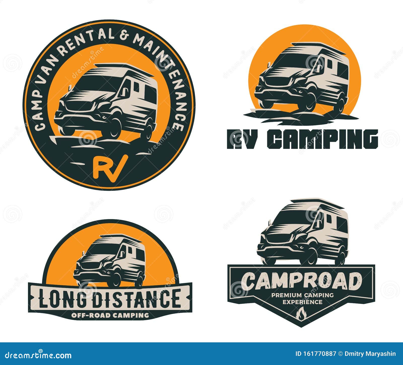 Set of Camper Van Logo, Emblems and Badges. Stock Vector - Illustration ...