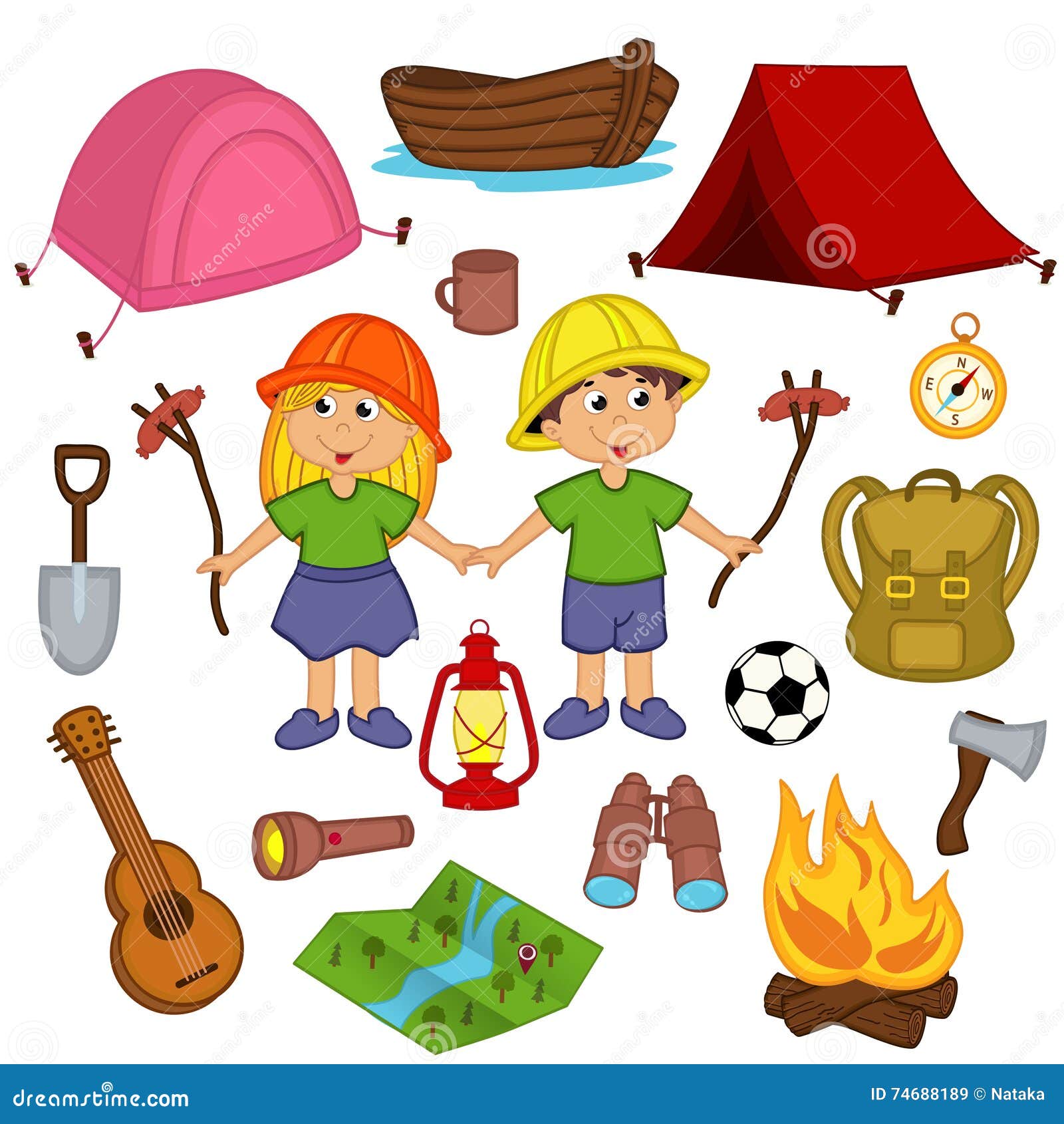 Set camping equipment stock vector. Illustration of camp 74688189