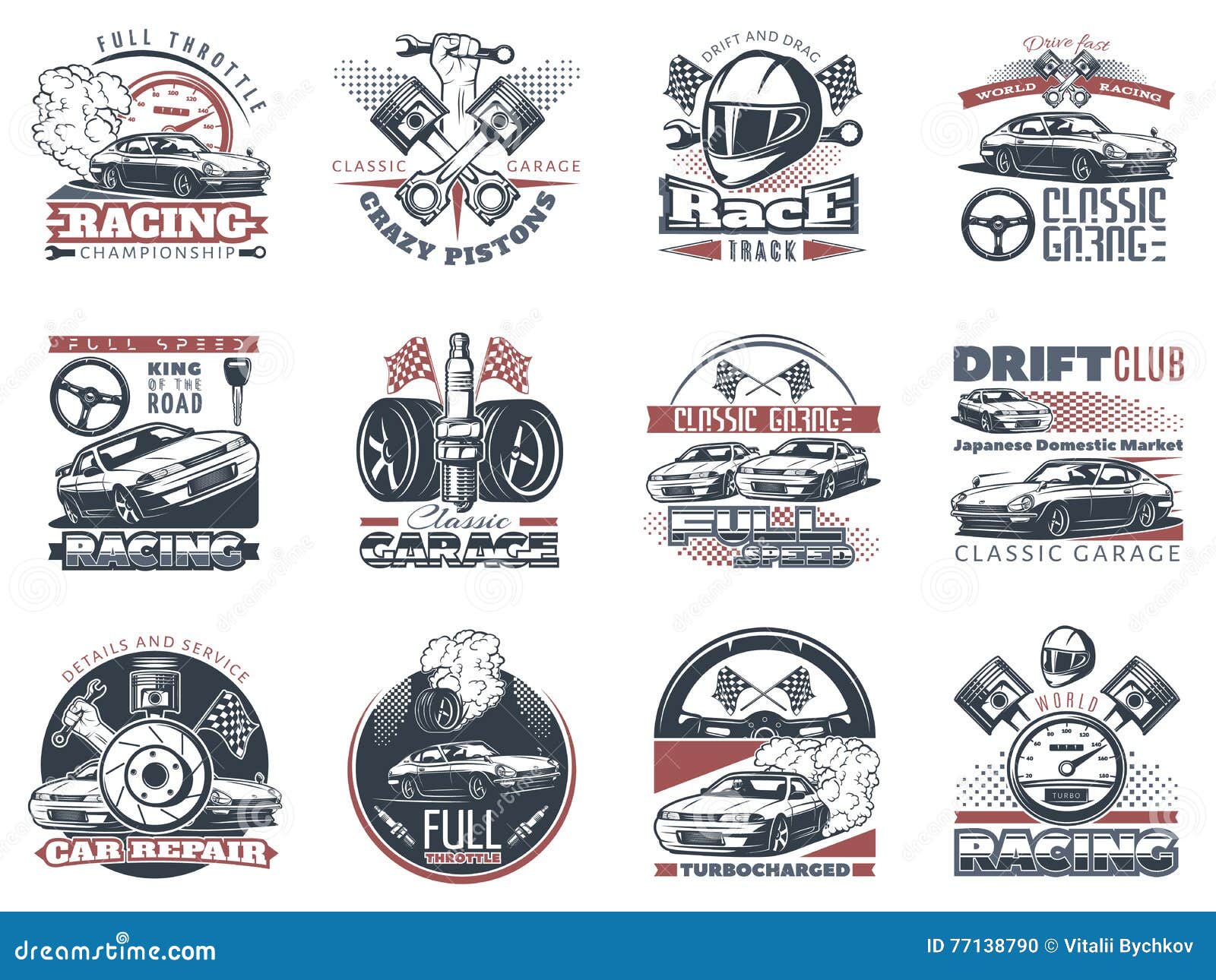 Racing garage round sign British Racing Team Vintage Logo