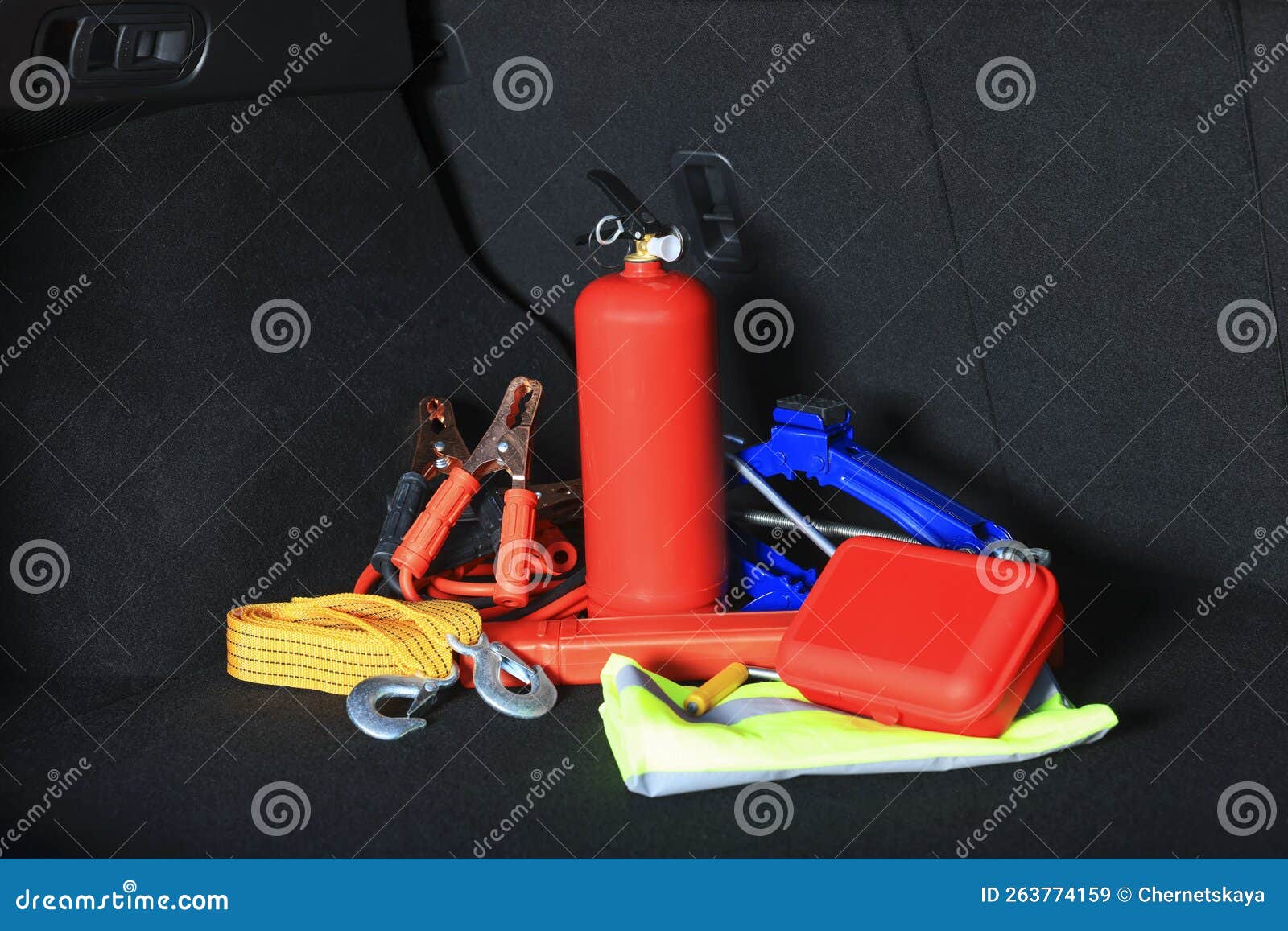 Set of Car Safety Equipment in Trunk Stock Image Image of modern