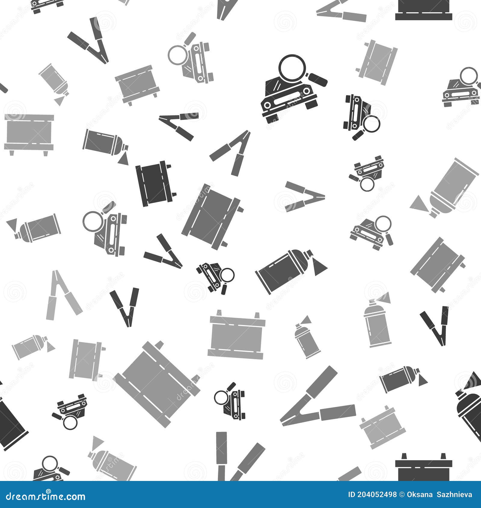 Set Car Search, Car Battery Jumper Power Cable, Paint Spray Can and Car