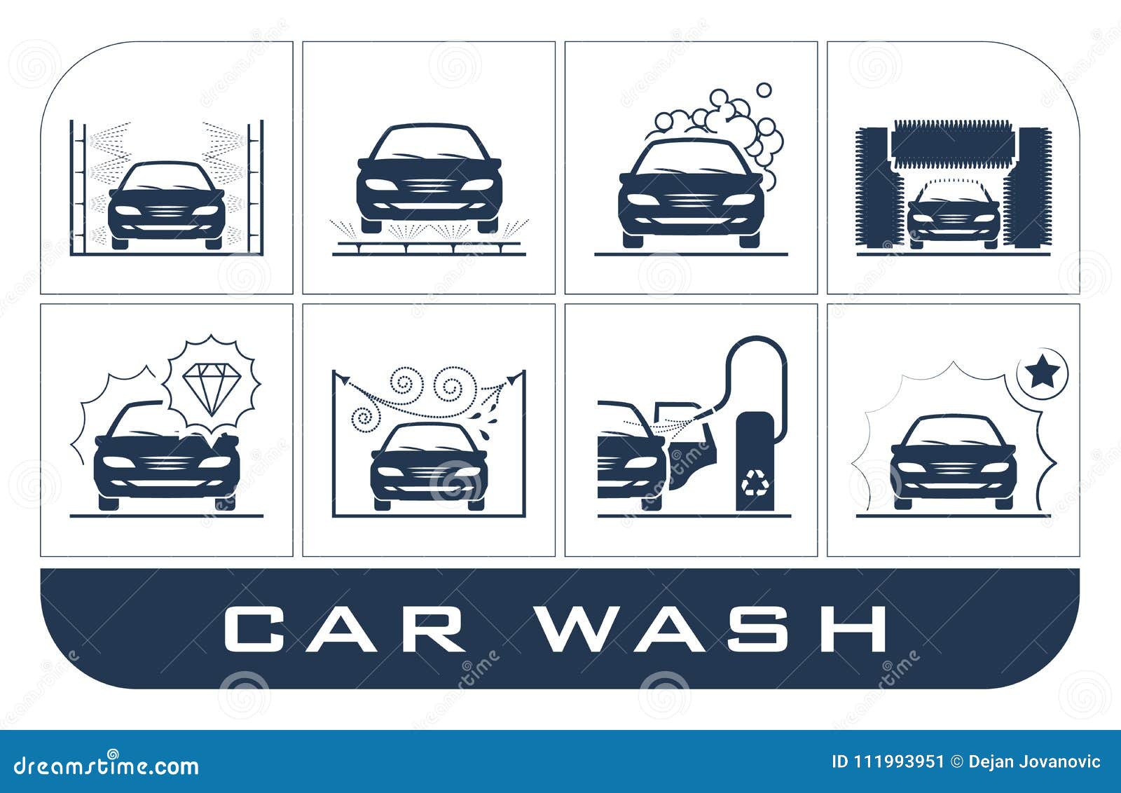 set of car washing icons.