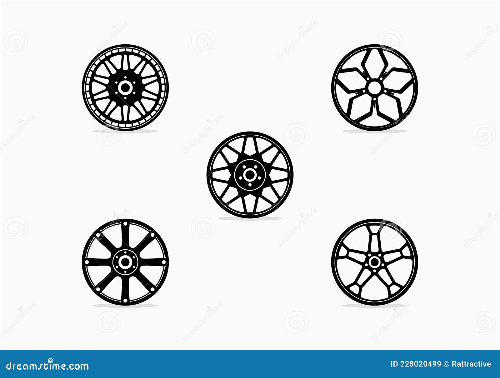 Set of Car Wheel Vector Illustration Stock Vector Illustration of