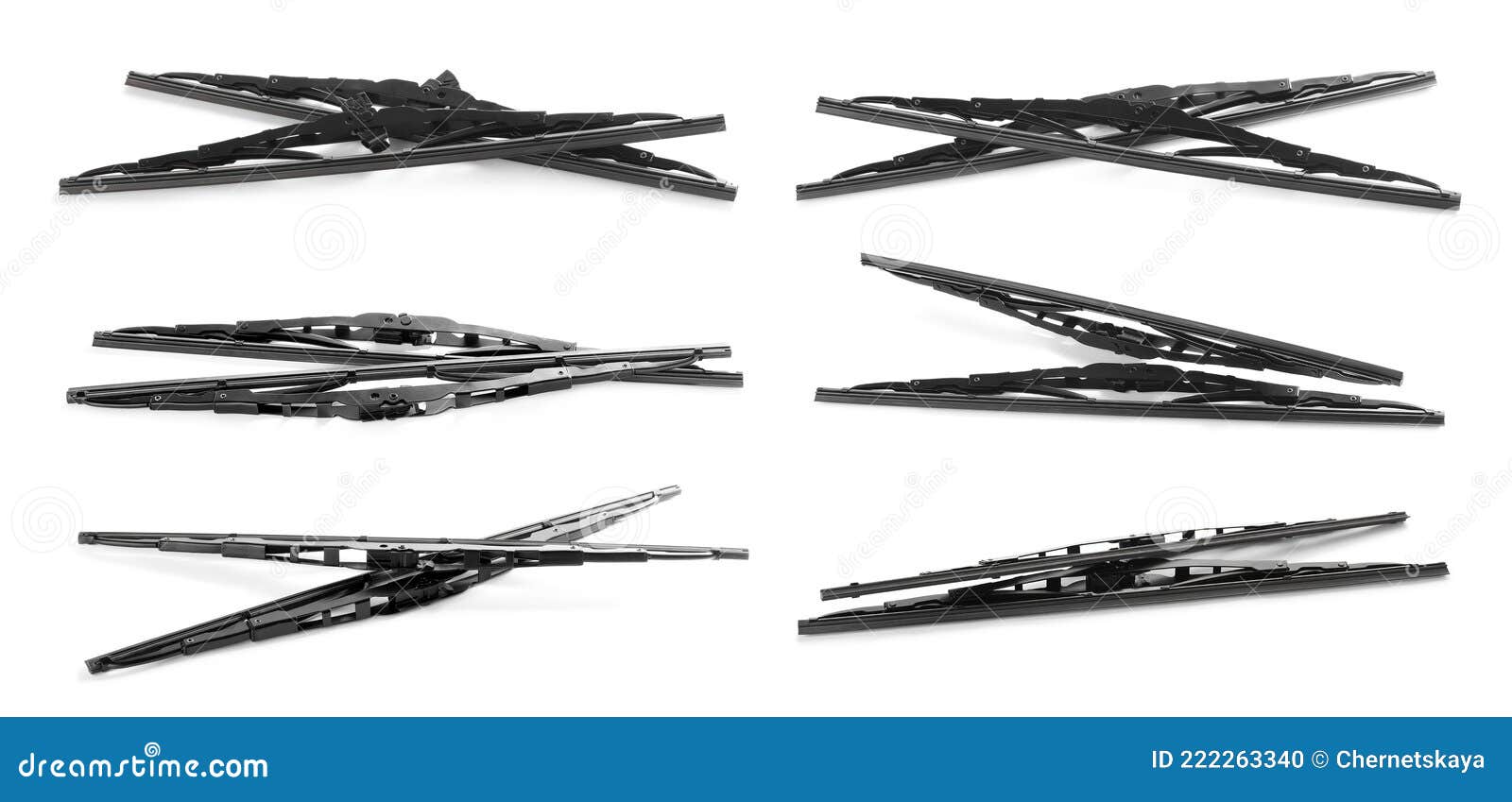 Set with Car Windshield Wipers on White Background. Banner Design Stock