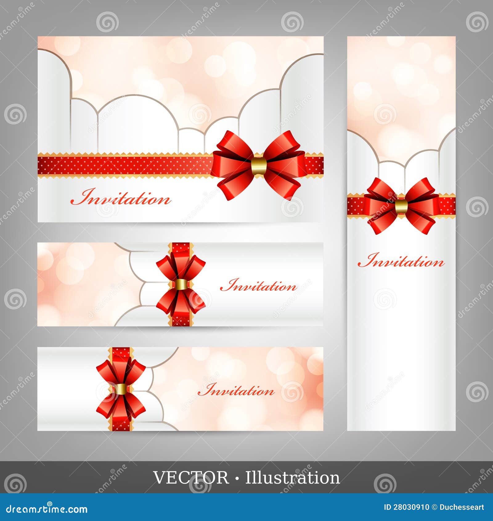 Set of card with ribbons. stock vector. Illustration of invitation 28030910