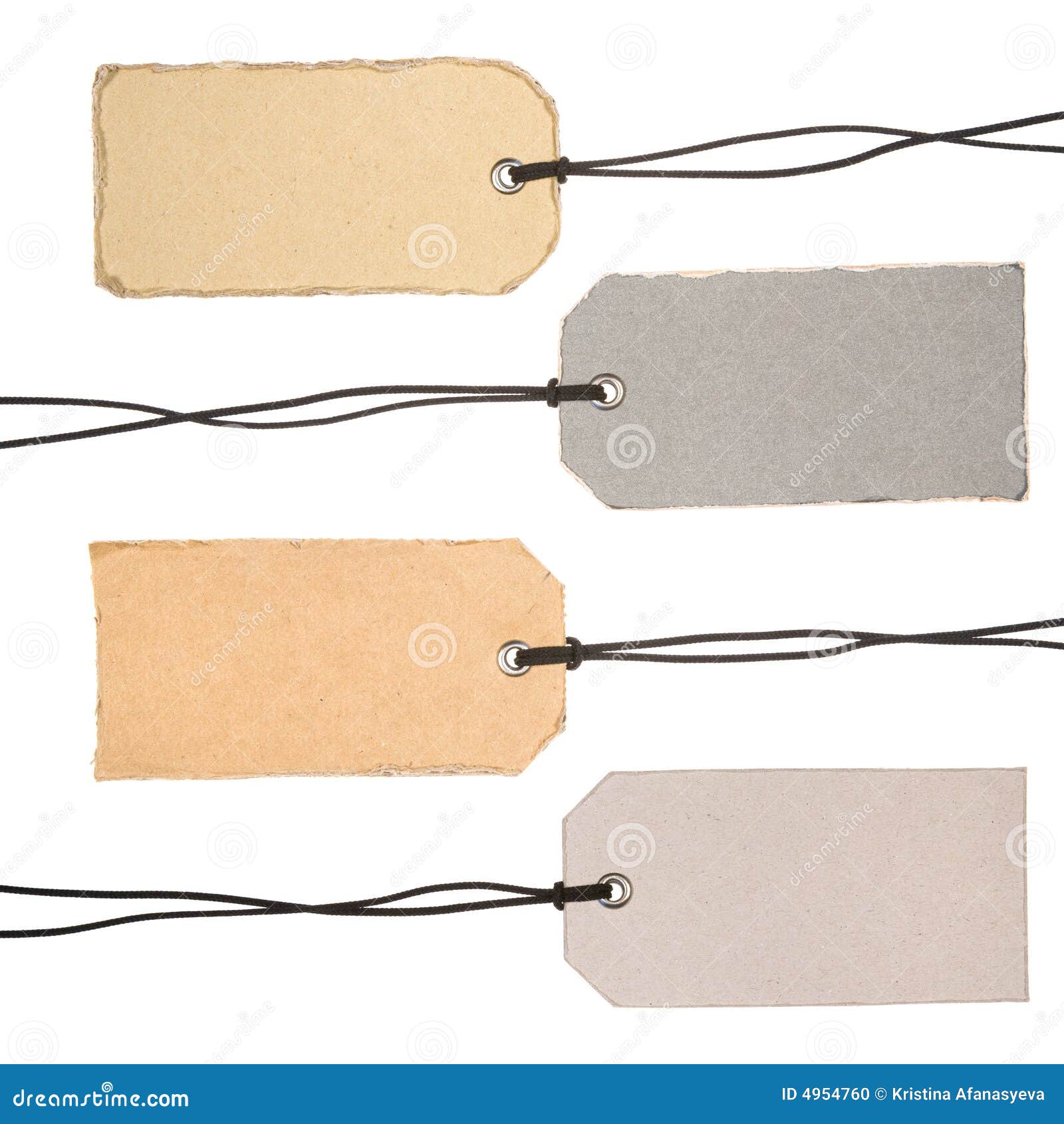 Set of Cardboard Tags stock photo. Image of beige, isolated 4954760