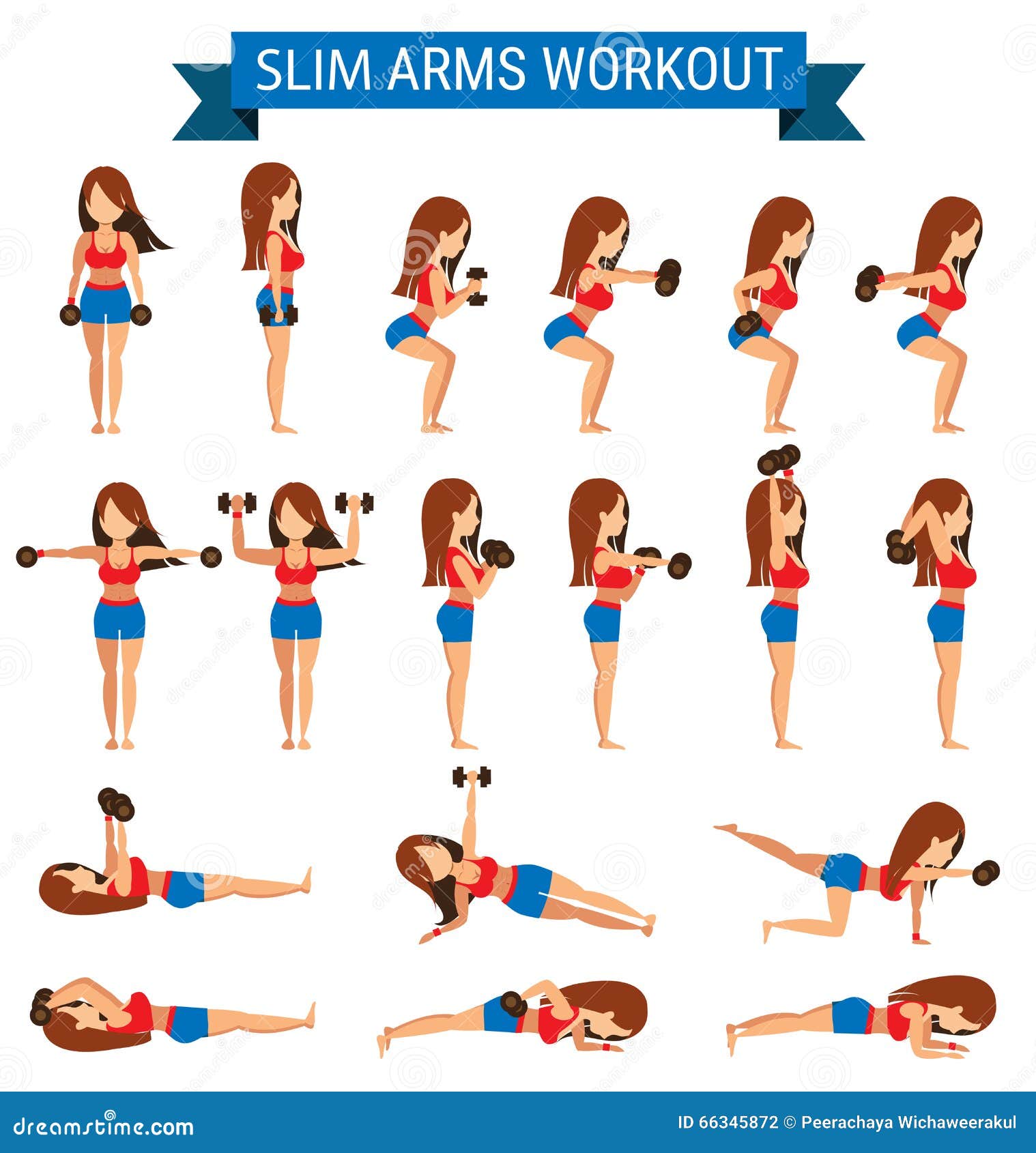 Set of Cardio Exercise for Slim Arms Workout or Weight Training