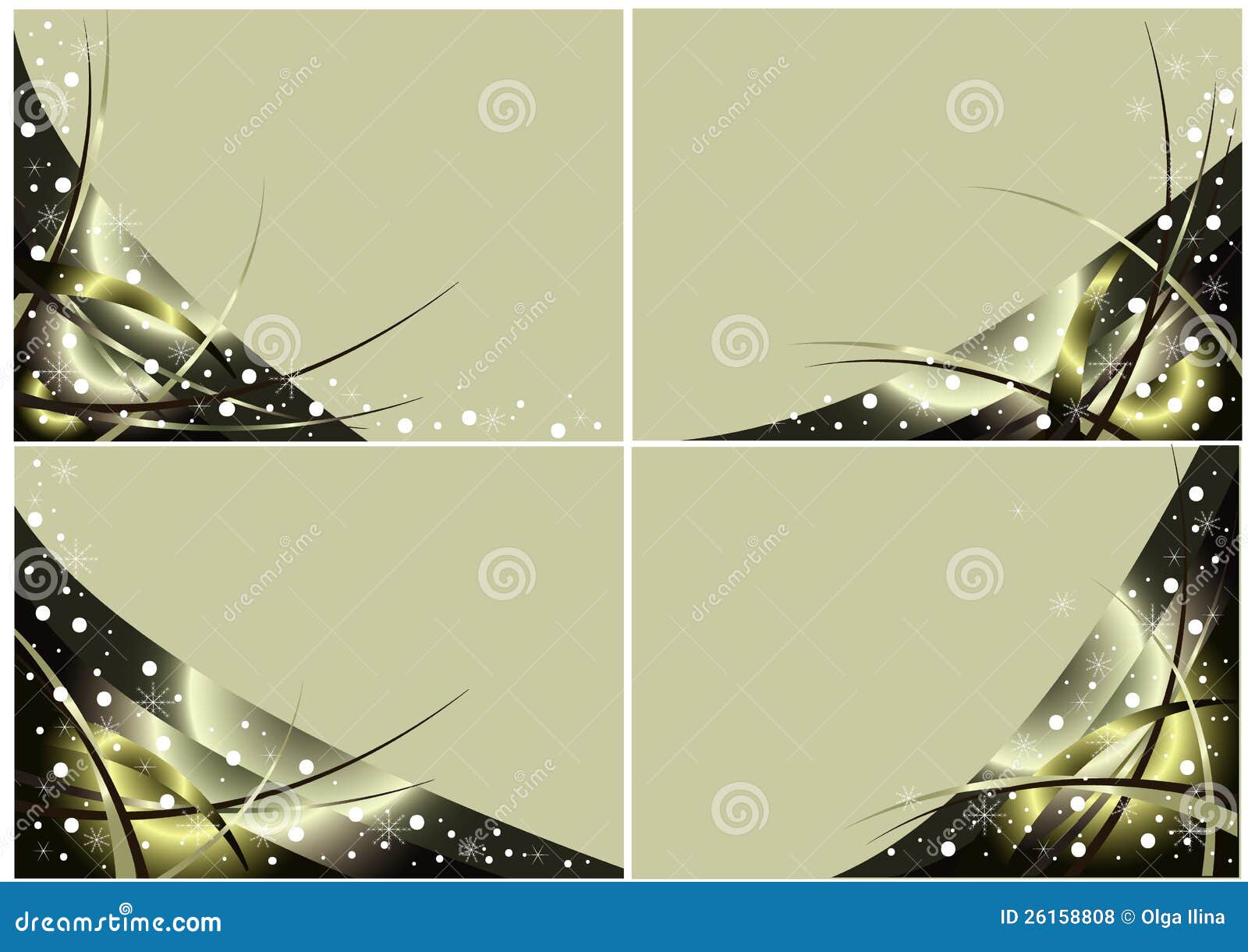 Set of Cards with Gold Vector Christmas Design Stock Vector