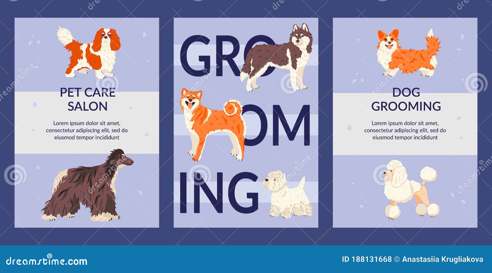 Set of Cards and Tags Templates Vector Flat Illustration Stock Inside Dog Grooming Flyers Template