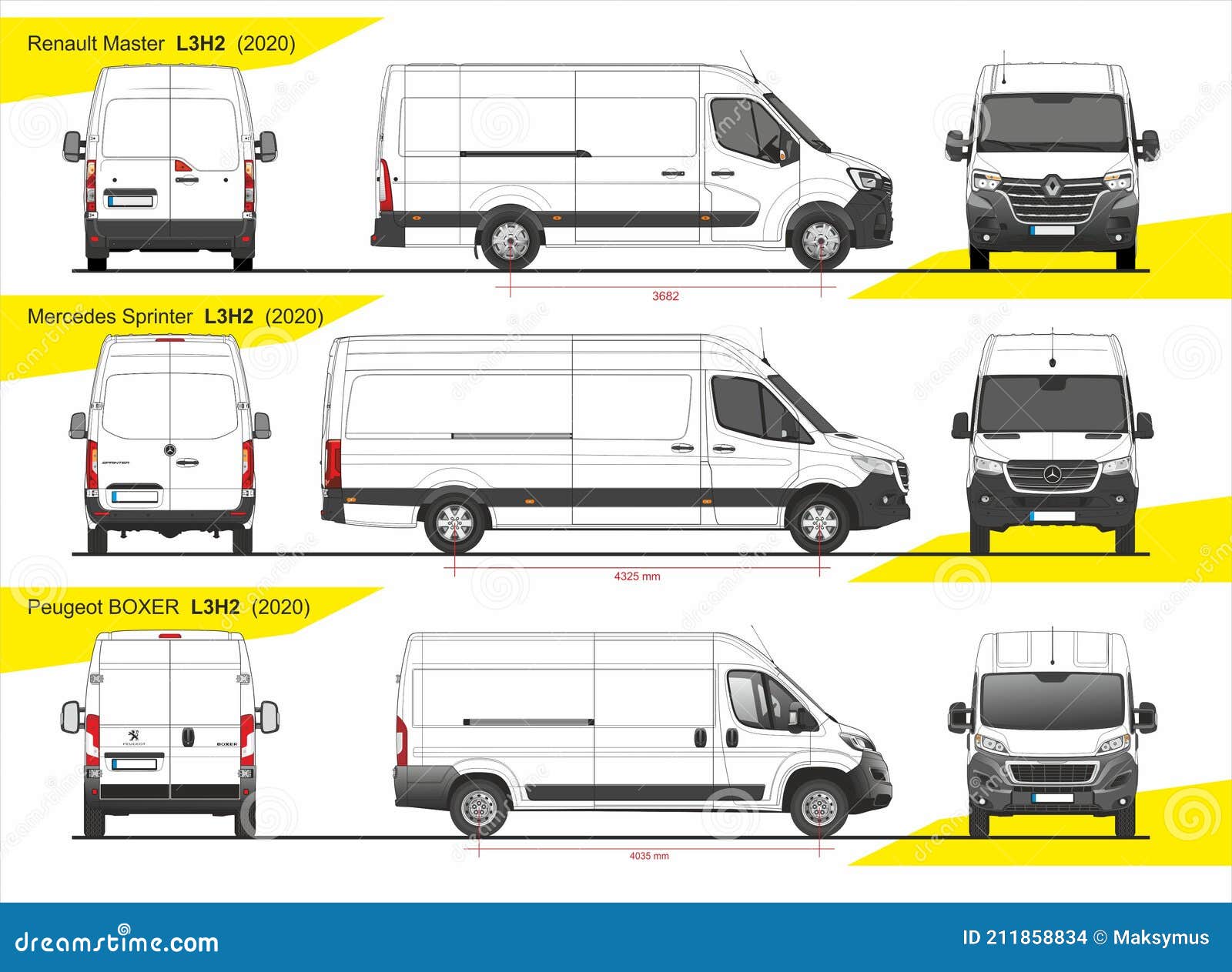 Set of Cargo Delivery Vans L3H2 2020 Editorial Stock Image - Illustration  of logistics, boxer: 211858834