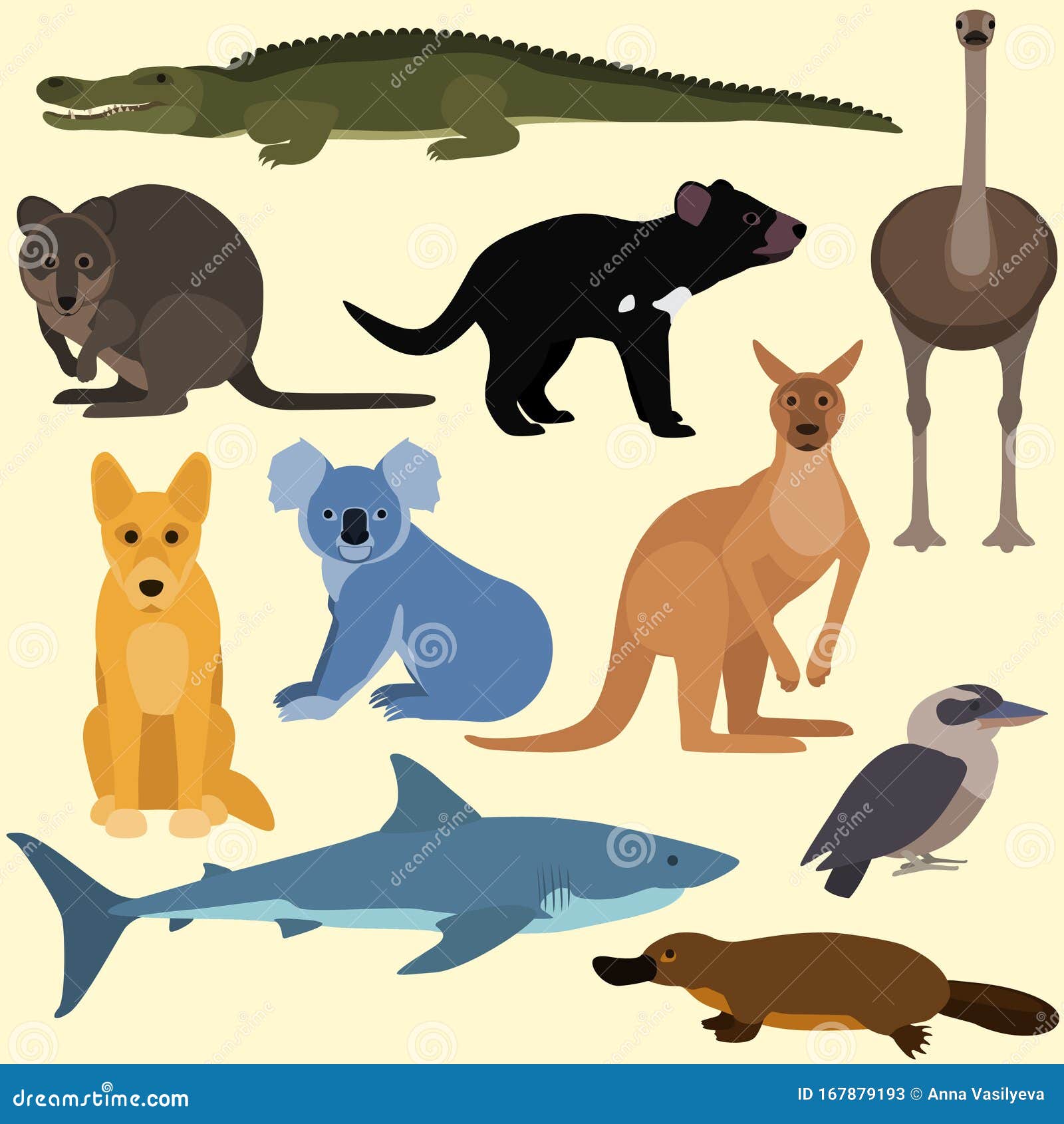 set of cartoon australian animals