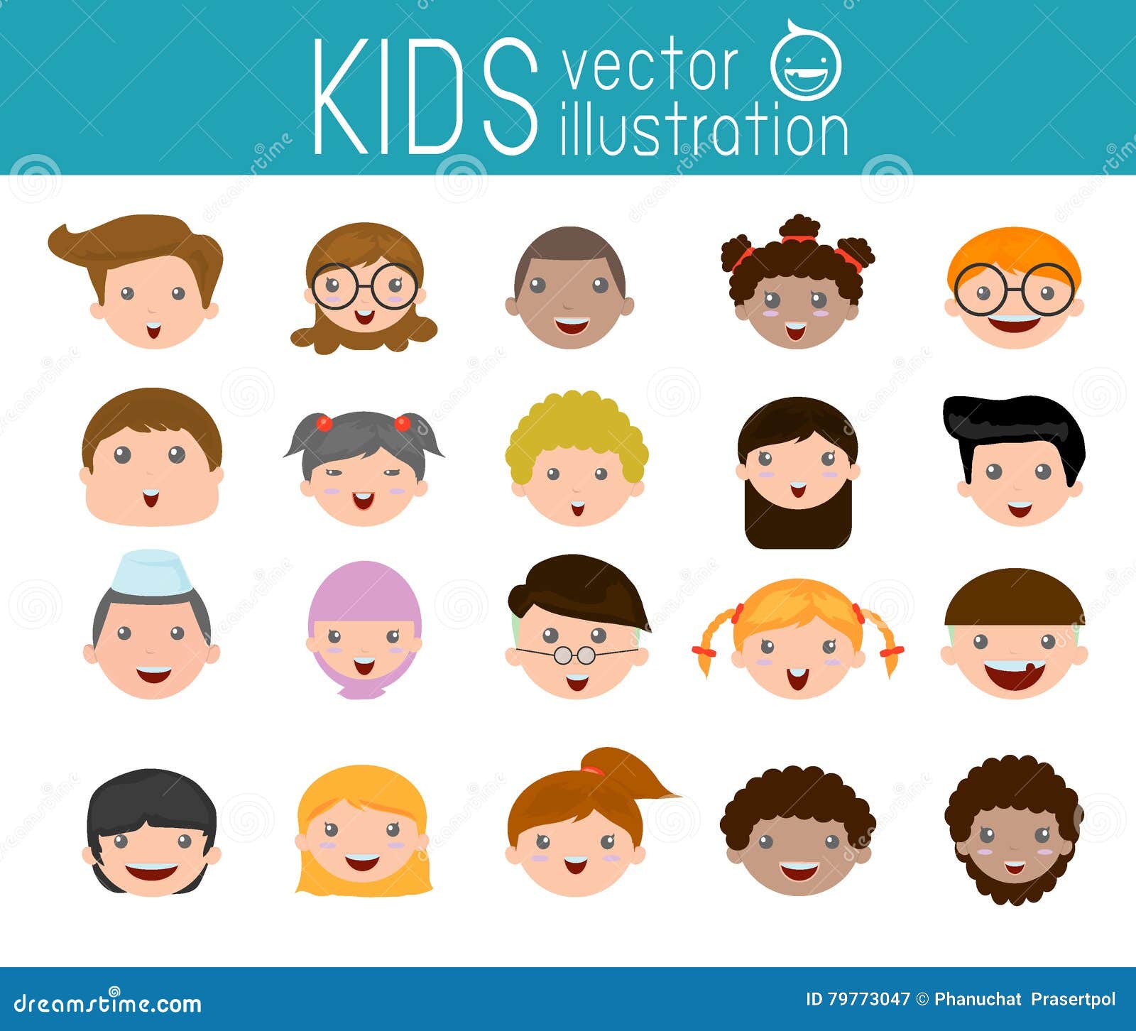 Set of Cartoon Children Head, Cartoon Child Face Icon,kid Face, Kids and  Different Nationalities Stock Vector - Illustration of group, asia: 79773047