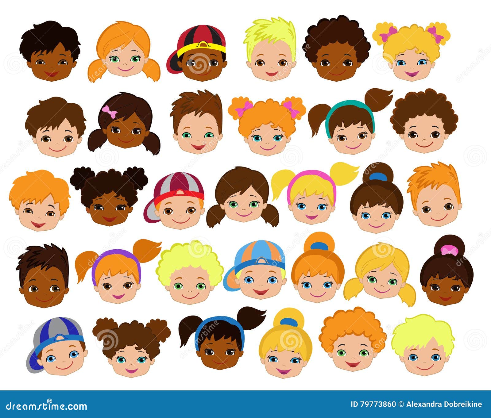 Set of Cartoon Children S Faces. Cartoon Child Face Icon Stock Vector -  Illustration of diversity, childrens: 79773860