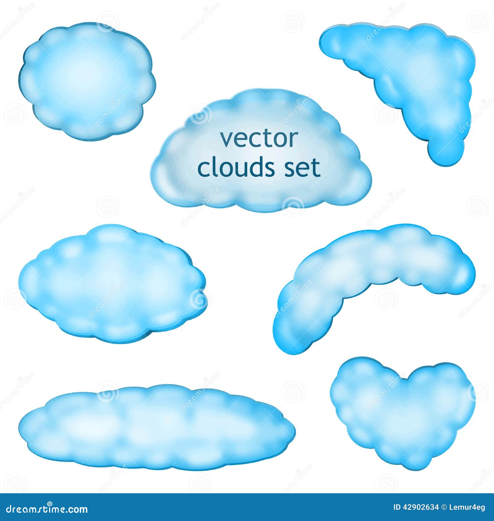 Set of cartoon clouds stock vector. Illustration of overcast - 42902634