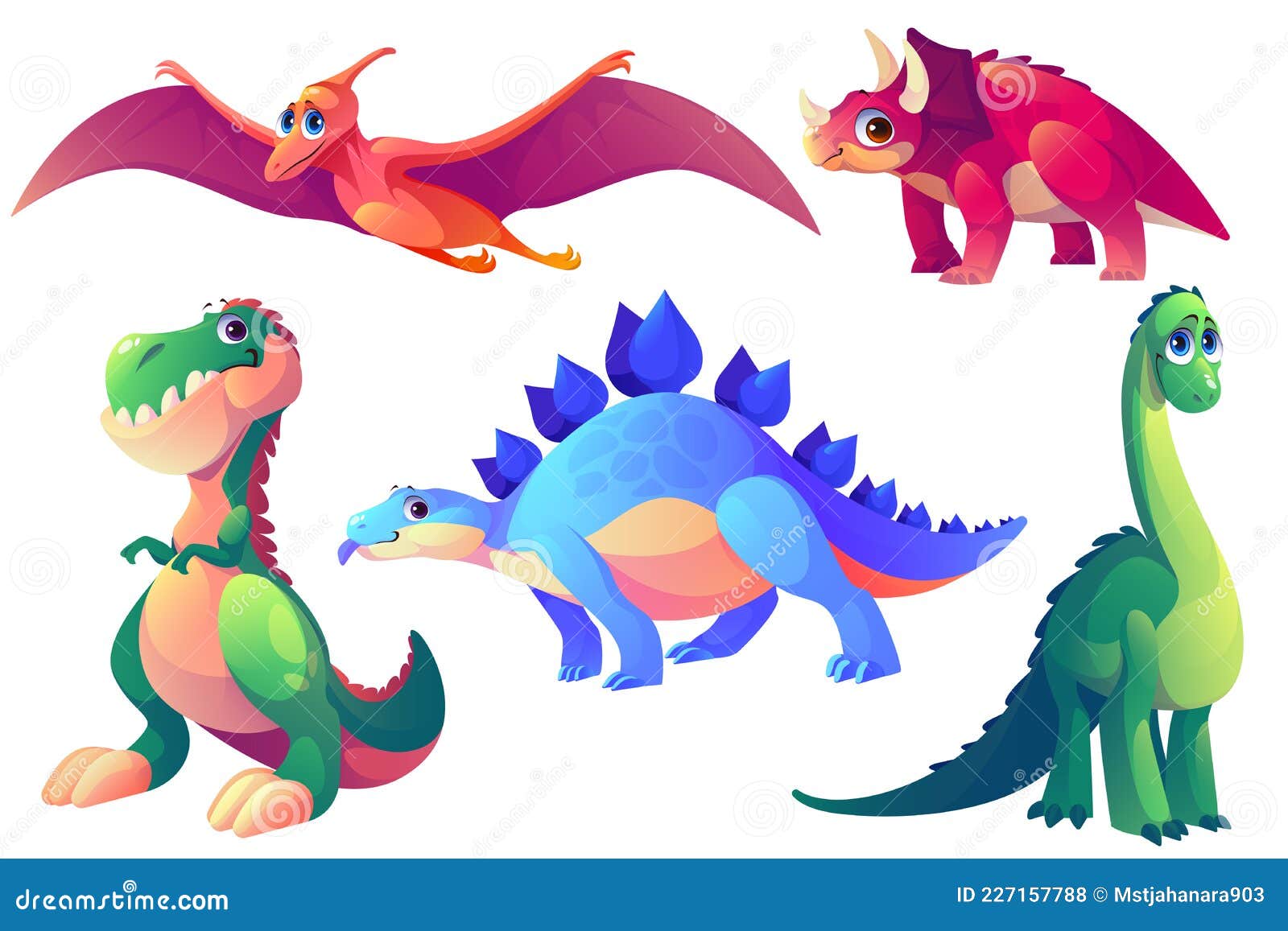 Set of Cartoon Dinosaurs Prehistoric Animals Stock Vector - Illustration of period, dinosaur: 227157788 Set of Cartoon Dinosaurs Prehistoric Animals Stock Vector - Illustration of period, dinosaur: 227157788