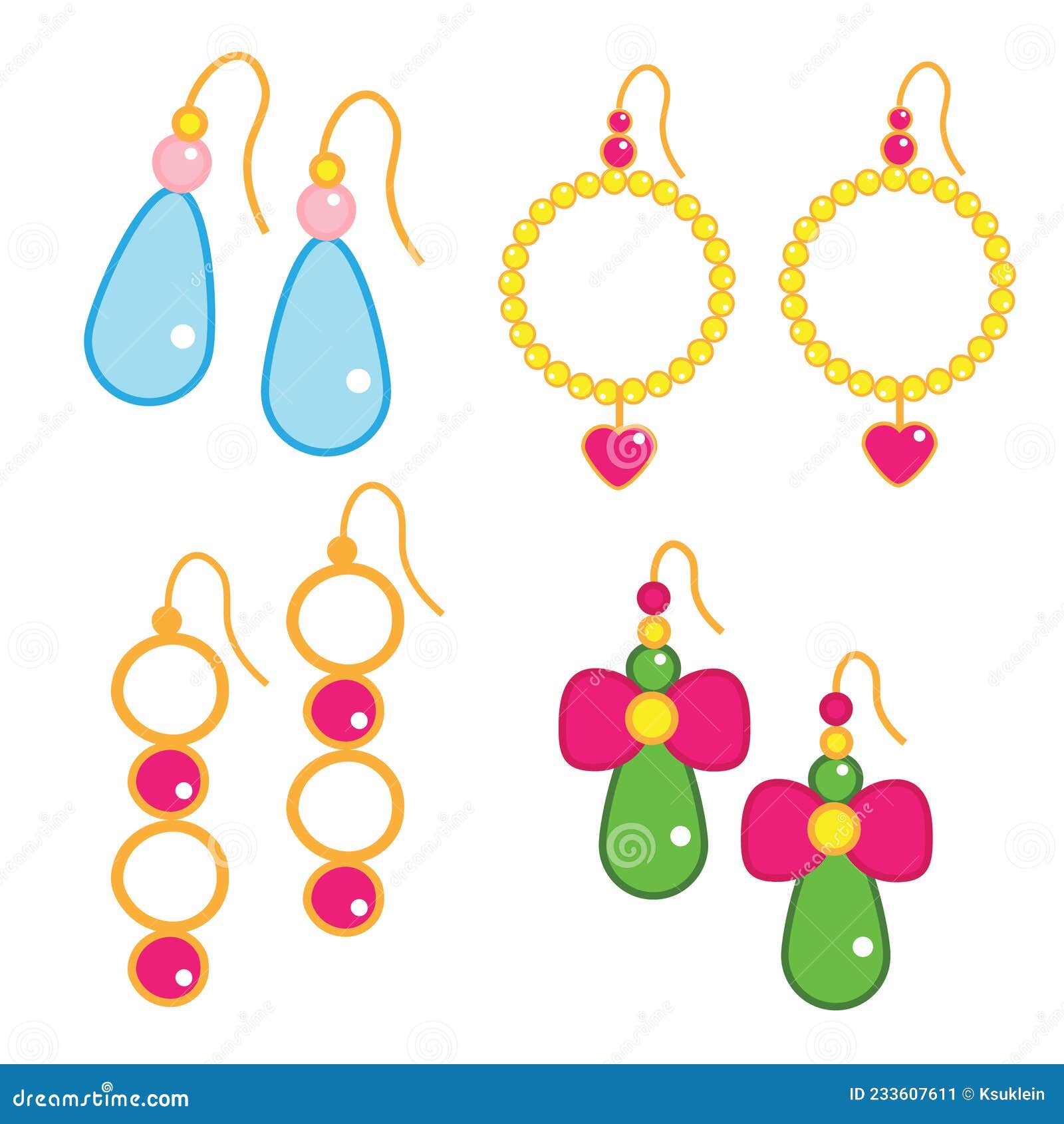 Set of Cartoon Earrings Accessories for Children and Kids, Princess ...