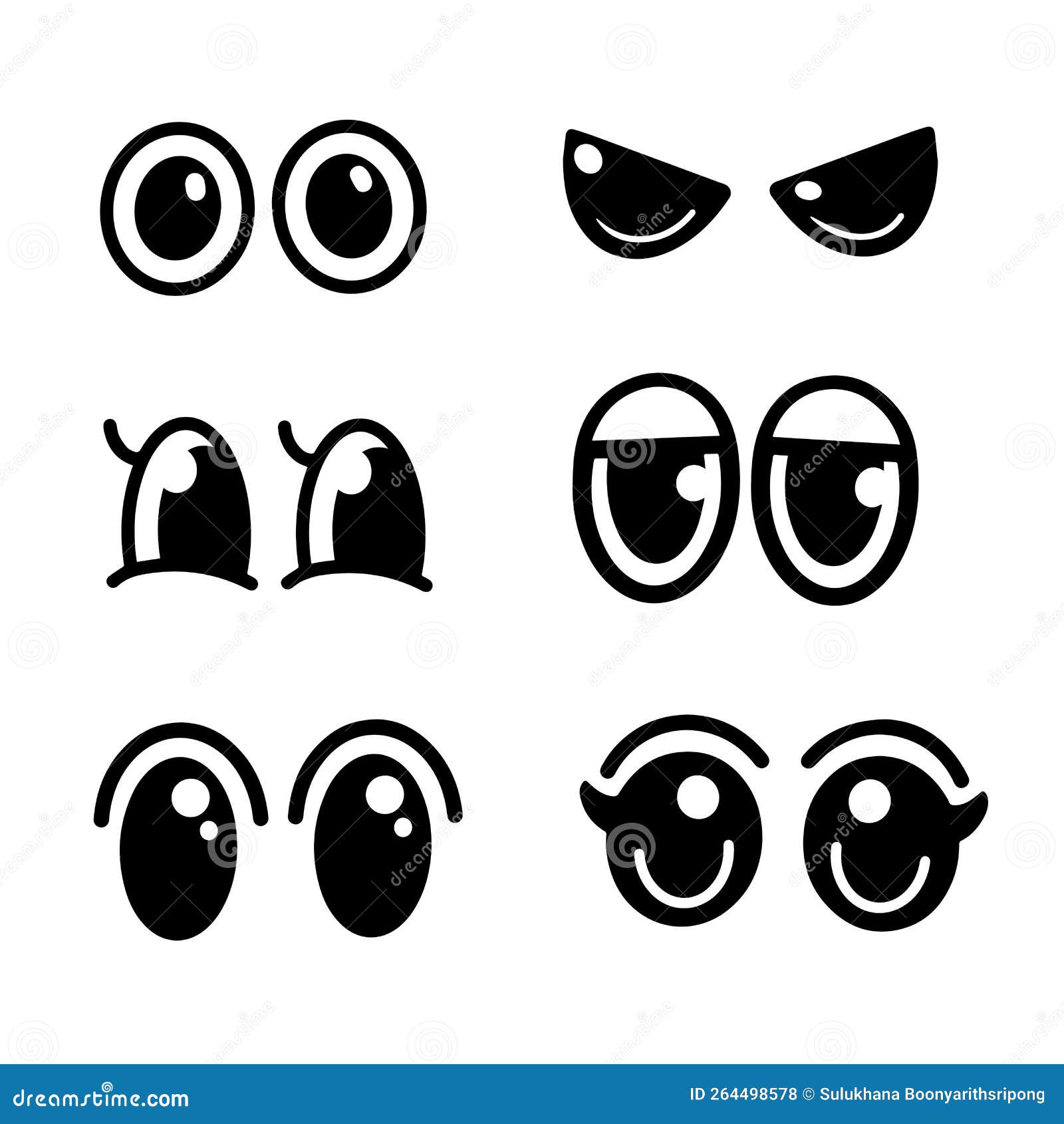 Set of Cartoon Eyes Handdrawn for Element, Facial Expression Stock