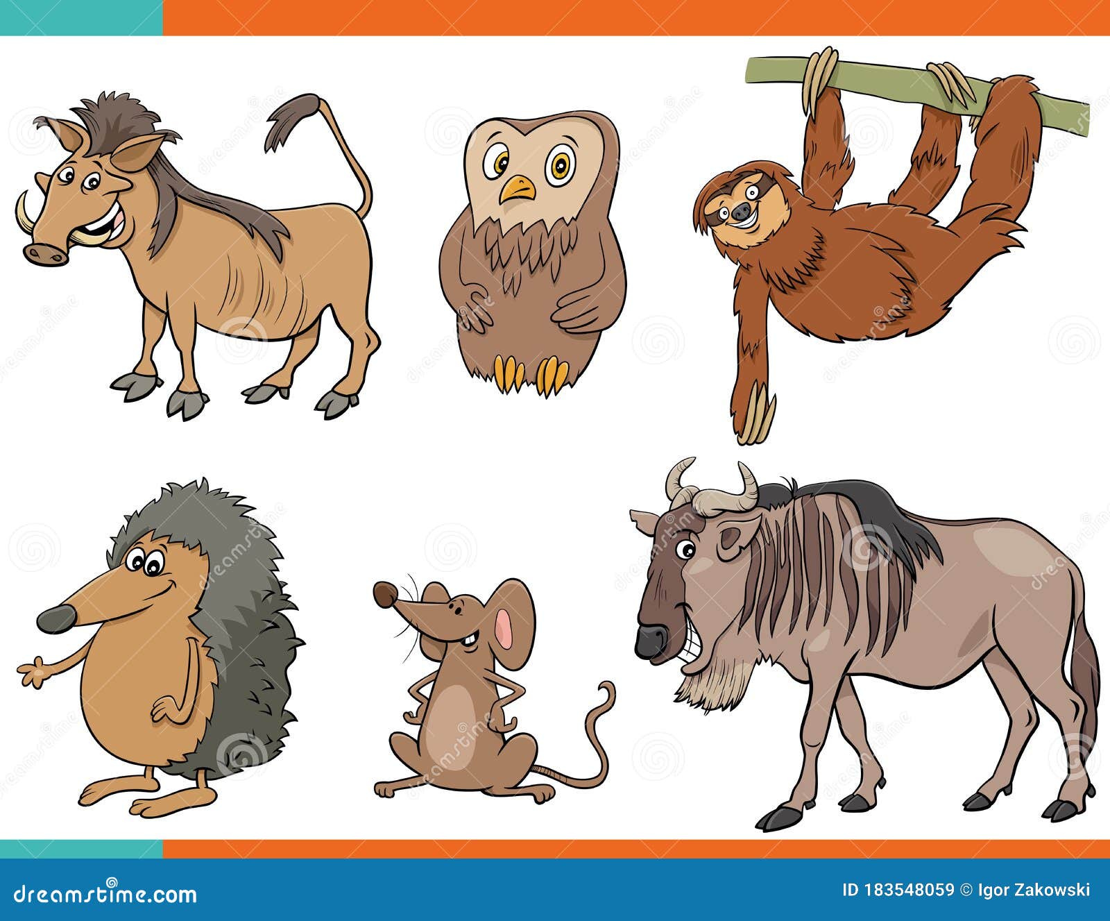 Set of Cartoon Funny Wild Animals Characters Stock Vector - Illustration of mouse, friendly: 183548059 Set of Cartoon Funny Wild Animals Characters Stock Vector - Illustration of mouse, friendly: 183548059