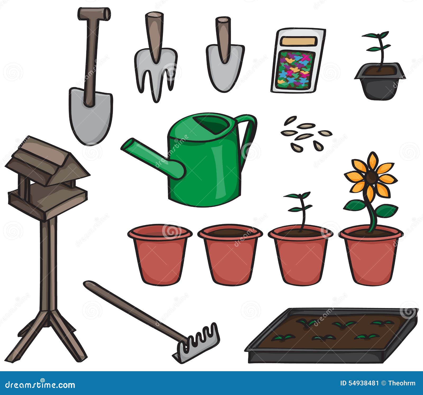 Set Of Cartoon Gardening Tools Stock Vector - Image: 54938481