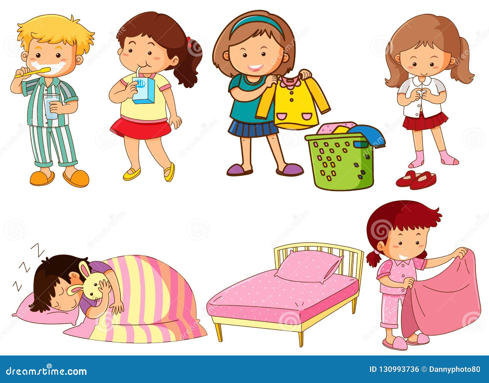 Set of Cartoon Kids Character Stock Vector - Illustration of active ...