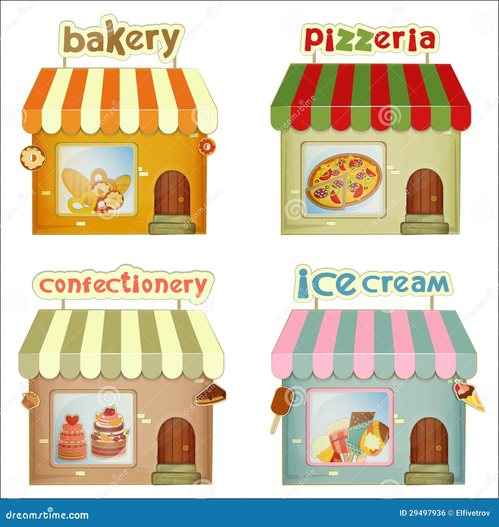 Set of Cartoon Shops stock vector. Illustration of cartoon - 29497936