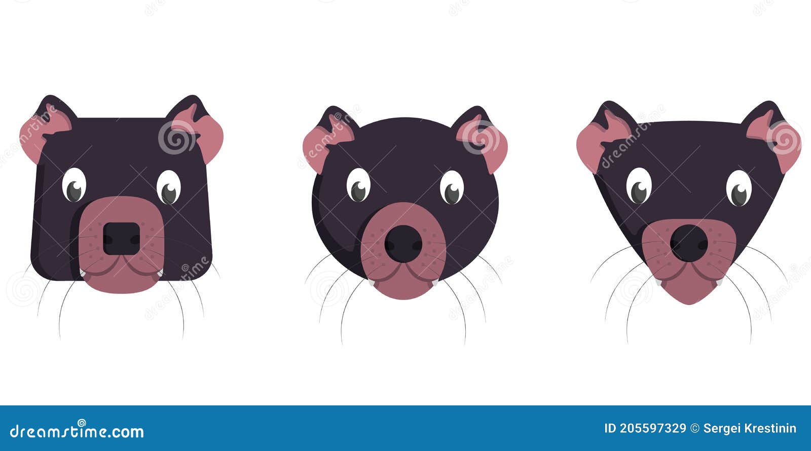 set of cartoon tasmanian devils