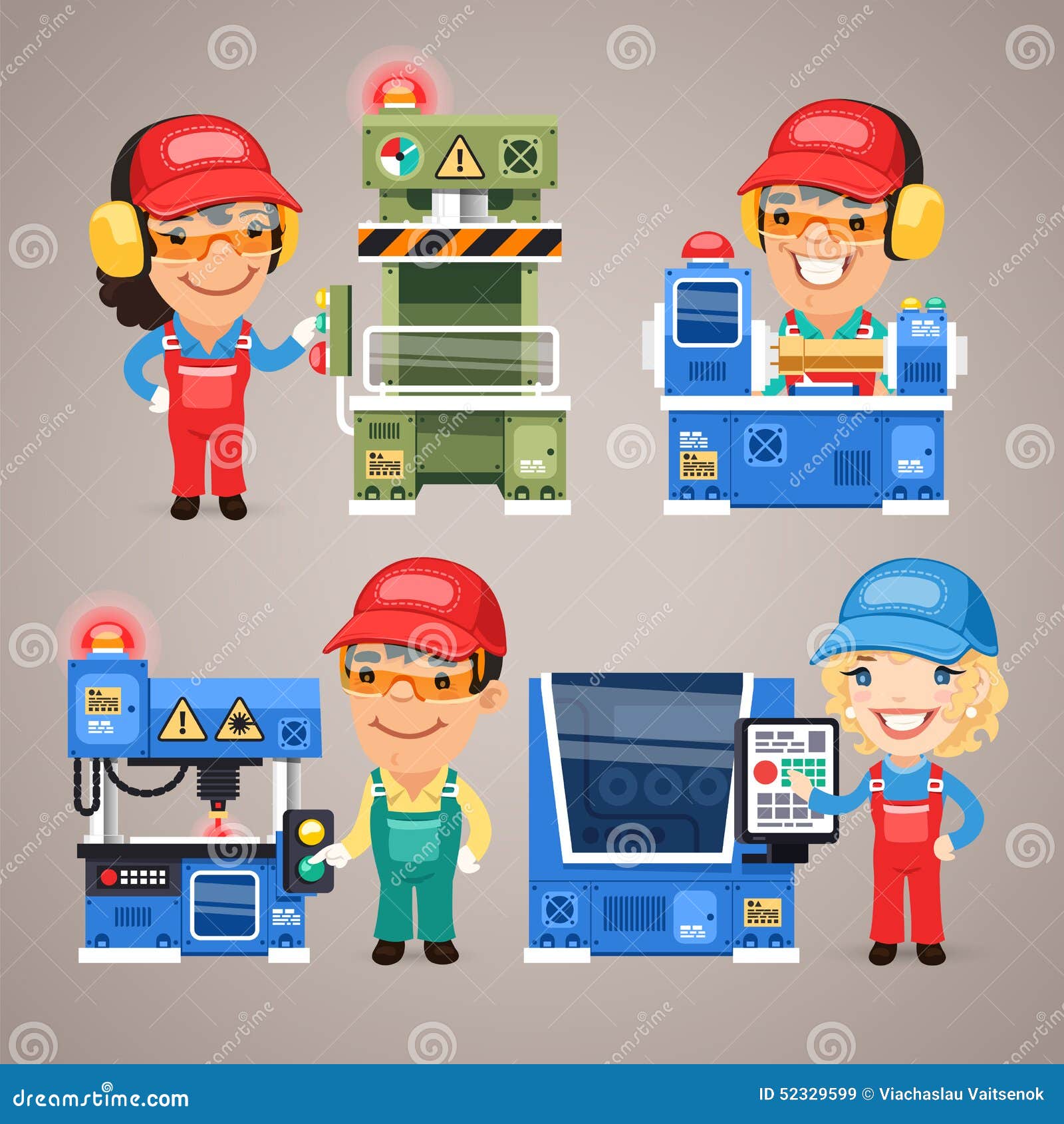 Set of Cartoon Workers Working on the Factory Stock Vector - Illustration of computer, industry: 52329599 Set of Cartoon Workers Working on the Factory Stock Vector - Illustration of computer, industry: 52329599