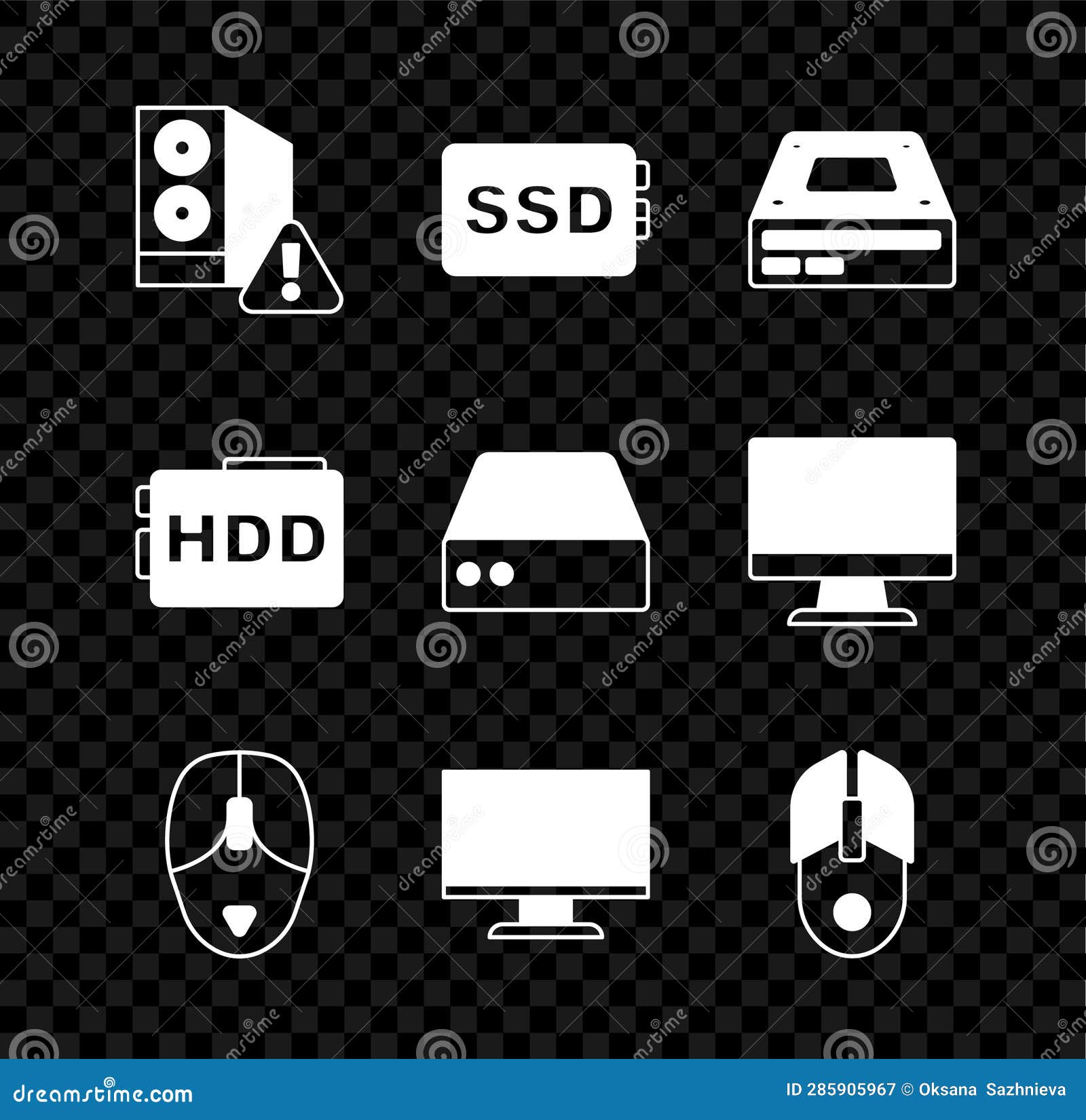 Set Case of Computer, SSD Card, Optical Disc Drive, Computer Mouse