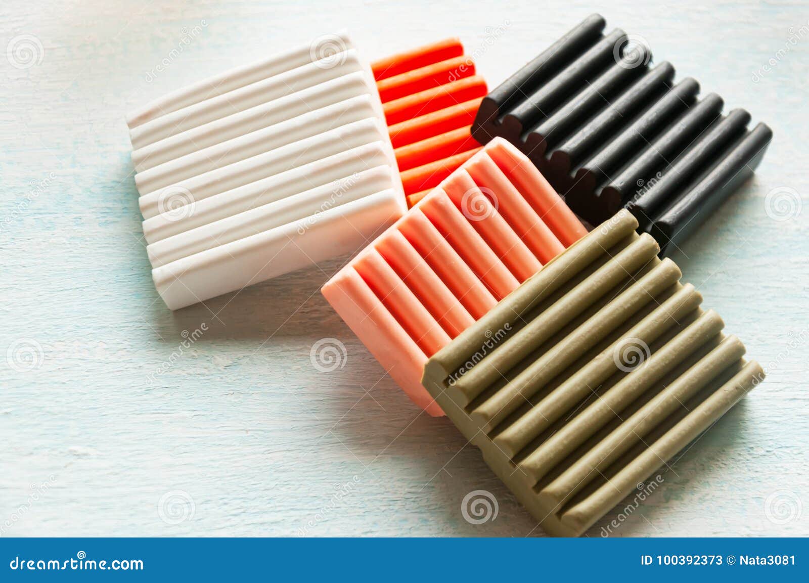 Set for Casting of Colored Polymer Clay. Clay Bars, Cutters Stock Image