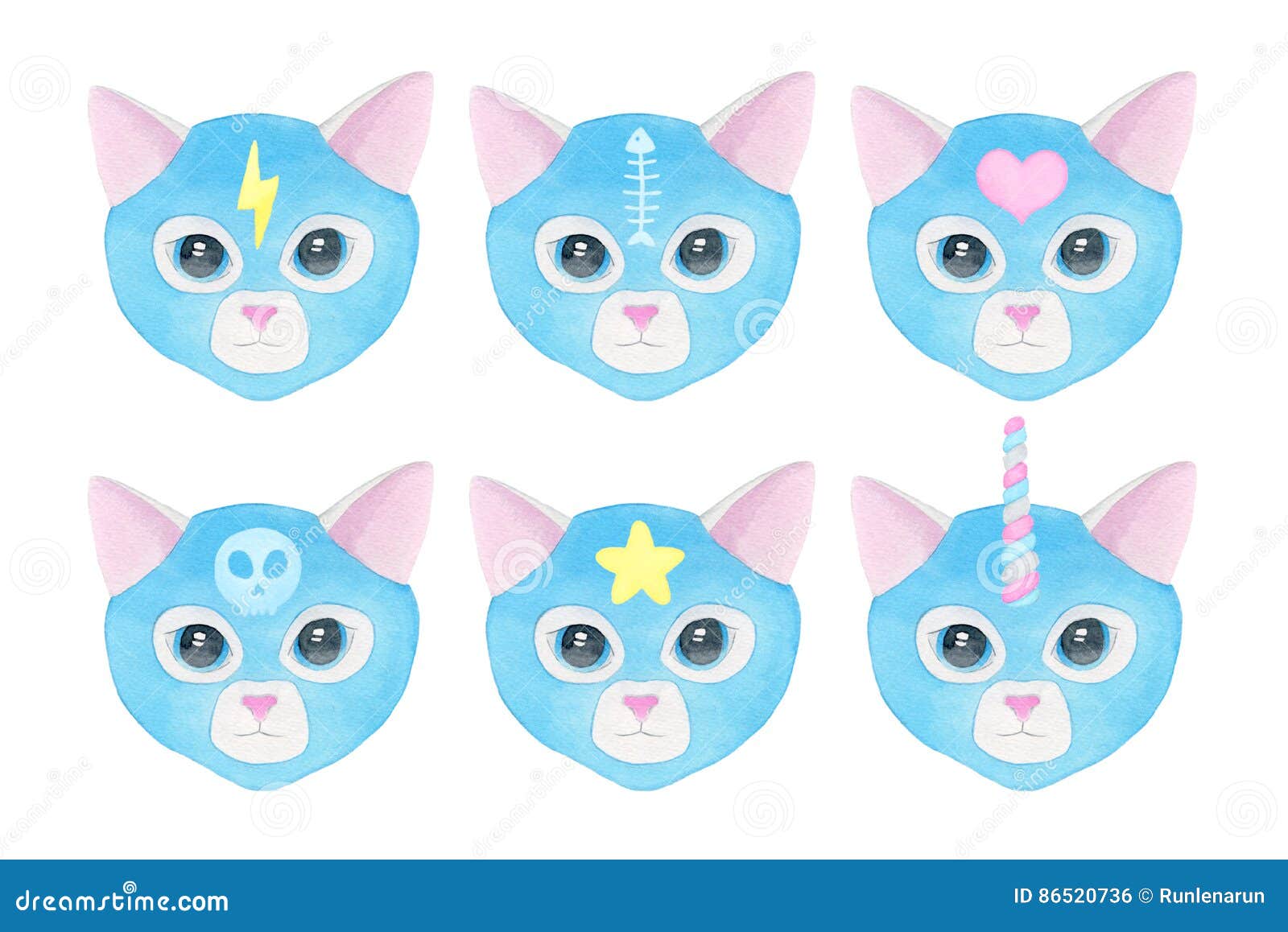 Six Cats Faces Emotion Icon Pack Stock Vector - Illustration of human,  animals: 82929441