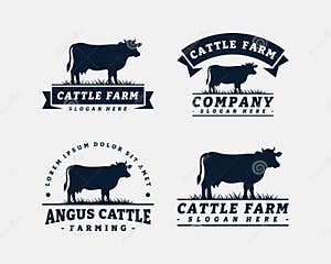 Set Of Cattle Farm Logo Template Design Stock Vector Illustration Of 