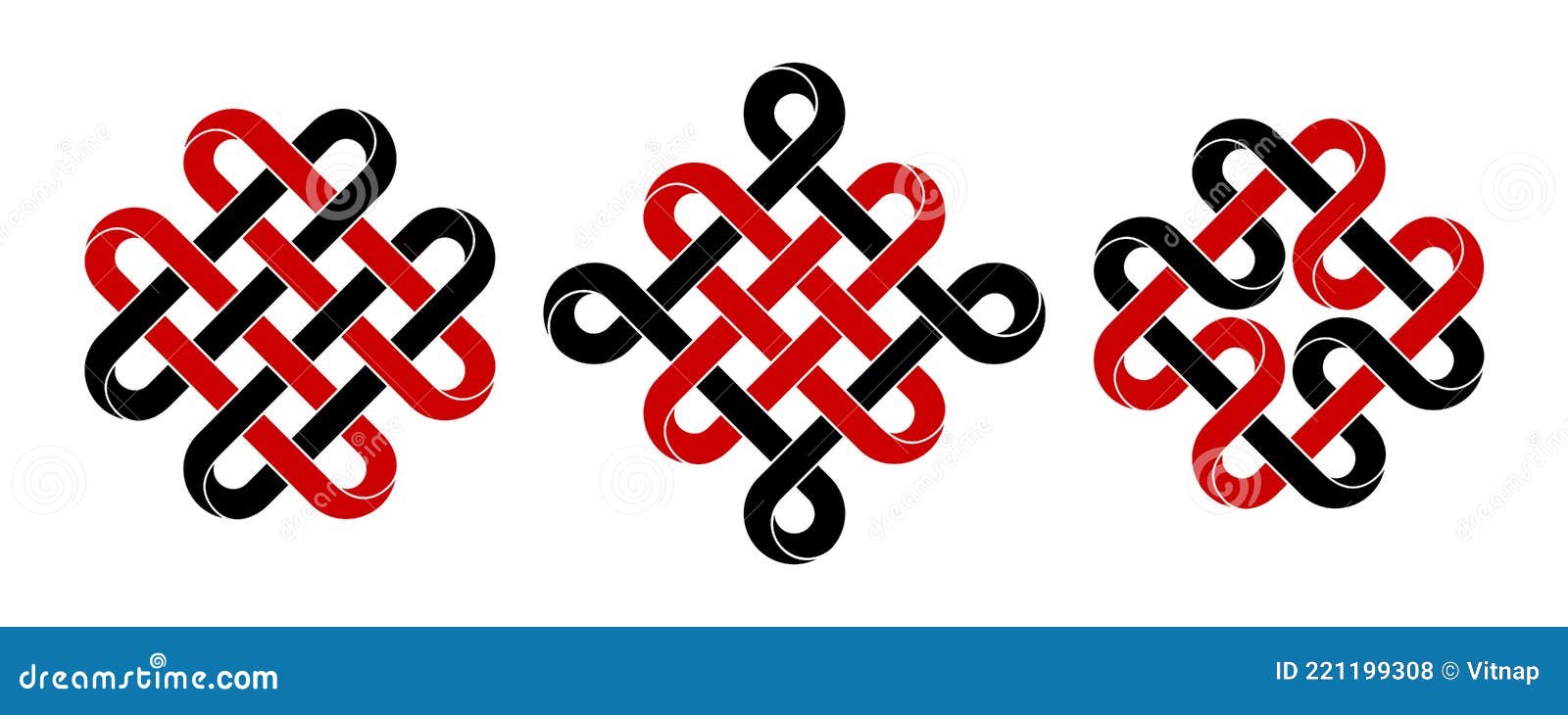 Set of Celtic, Chinese Auspicious Knots and Quadruple Solomon Knot Made of  Intertwined Mobius Stripes. Stylized Ancient Stock Vector - Illustration of  luck, asian: 221199308