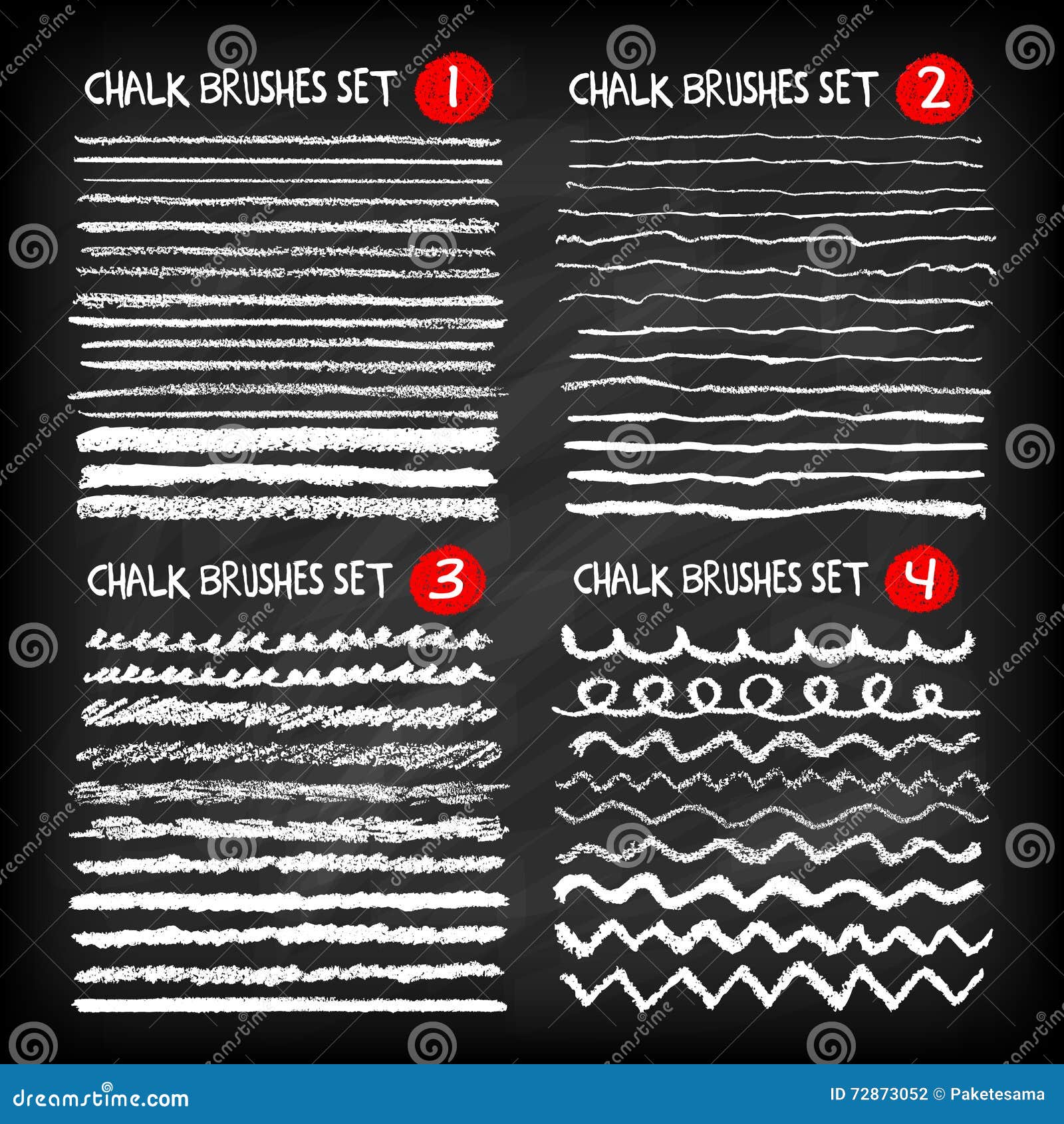 Set of chalk brushes stock vector. Illustration of collection 72873052