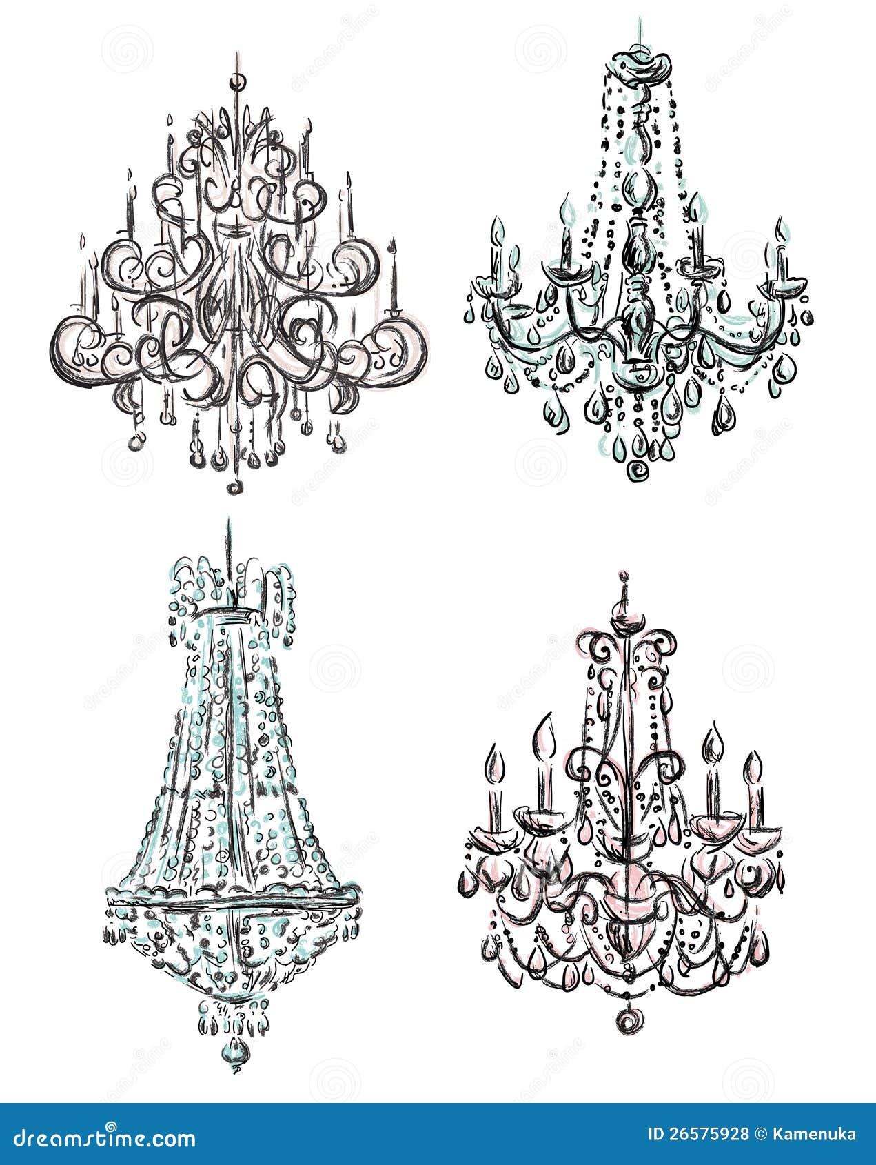 Set Of Chandelier Drawings Royalty Free Stock Photos - Image: 26575928