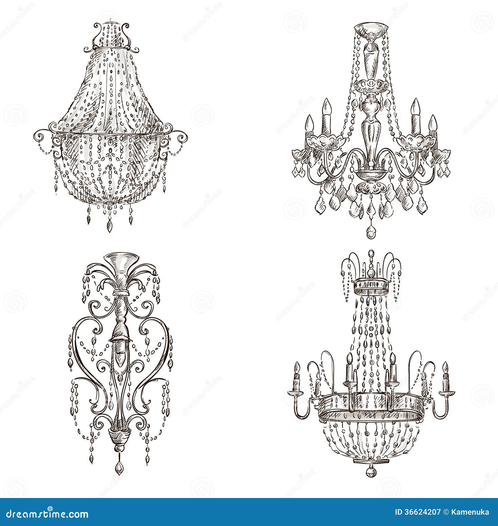 set of chandelier drawings