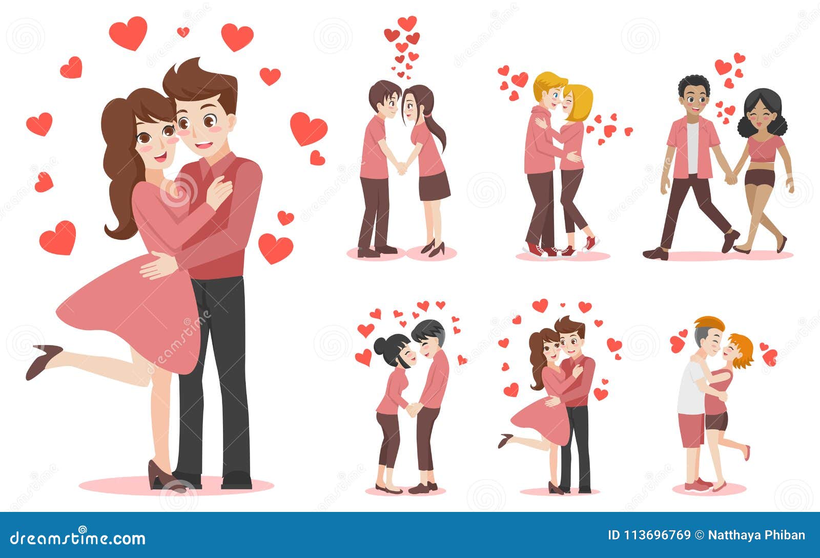 Set of Characters Cartoon Couple of Lover for Love Valentines Day ...