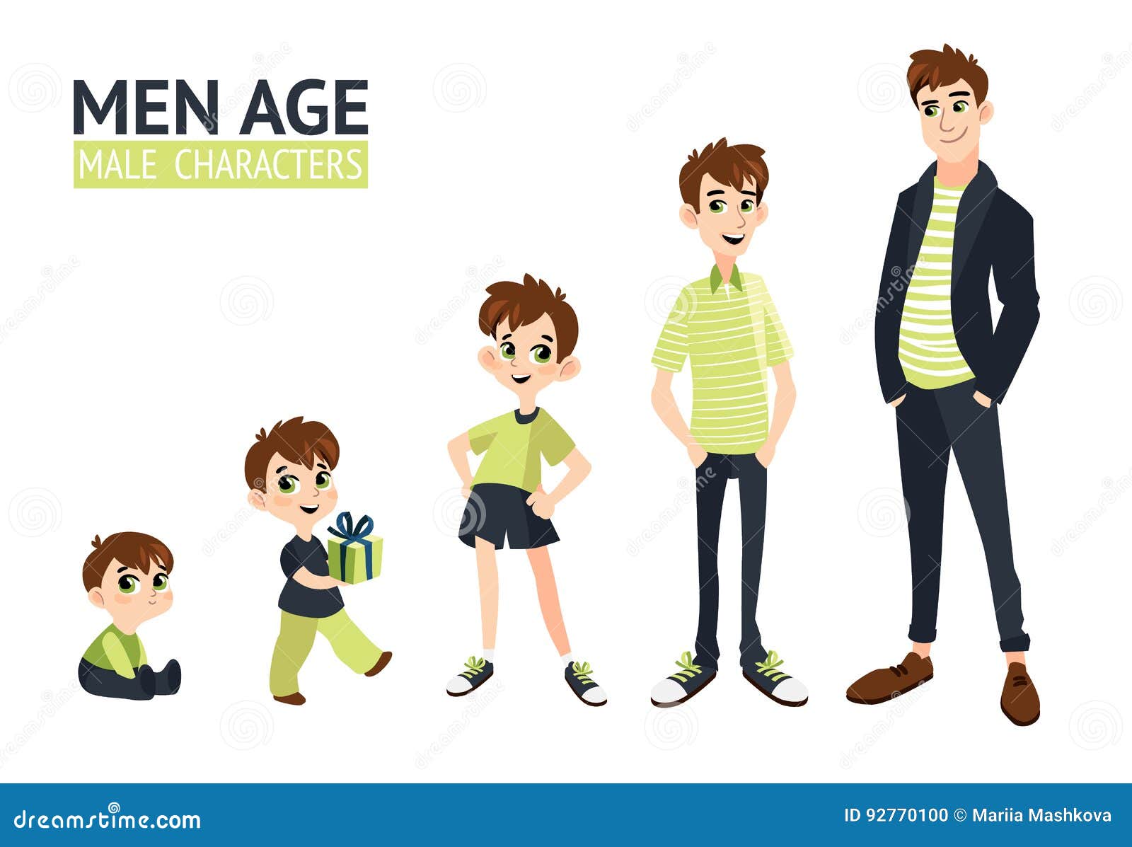 Cute Boy from Kid To Teenager. Stages of Growing Up Stock Vector - Illustration of baby, cycle: 270221993