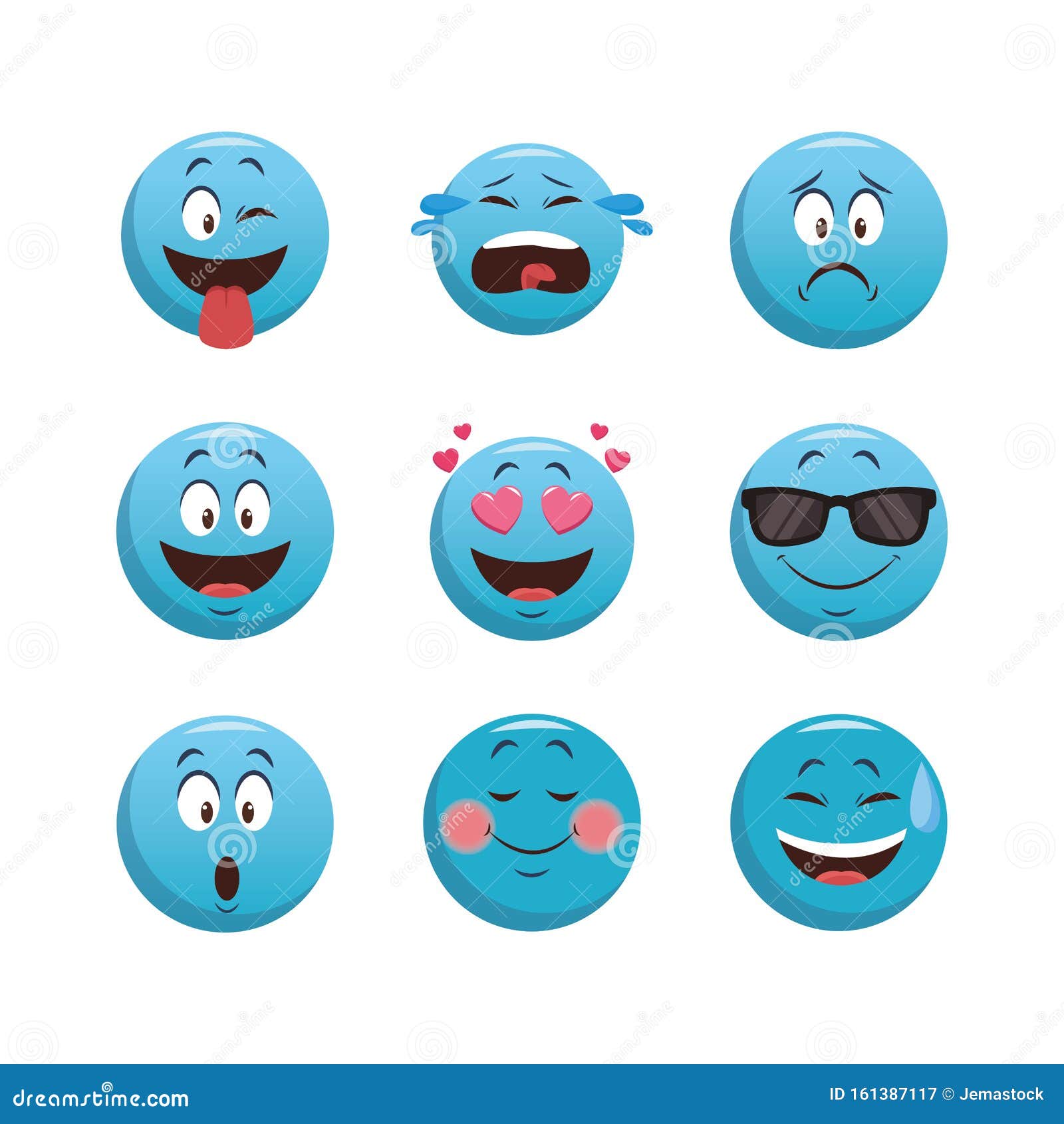 Set of Chat Emoticons with Facial Expressions Stock Vector ...