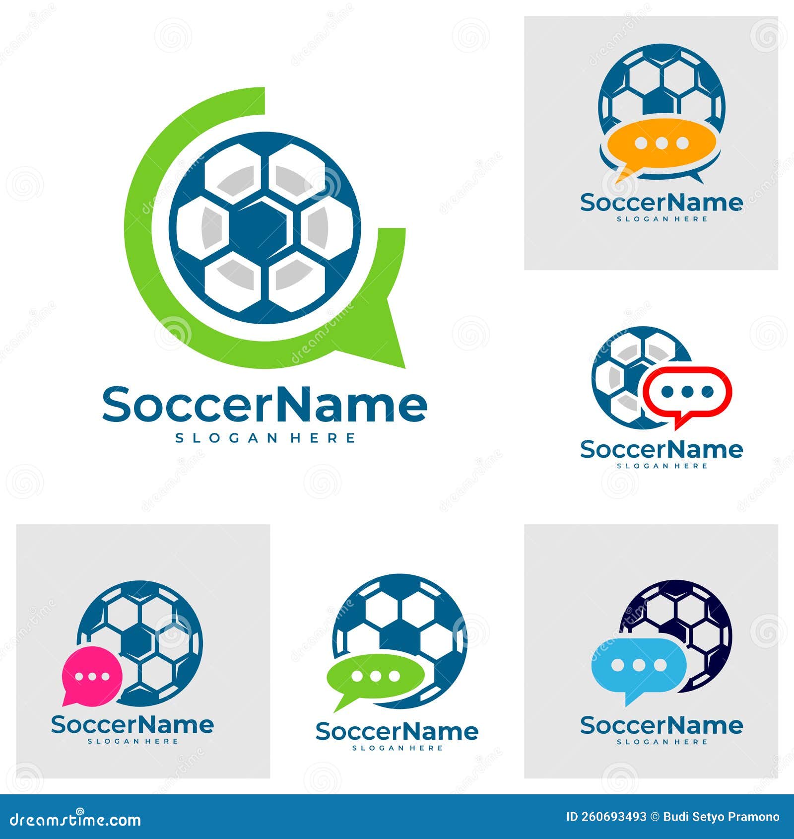 Set of Chat Soccer Logo Template, Football Logo Design Vector Stock