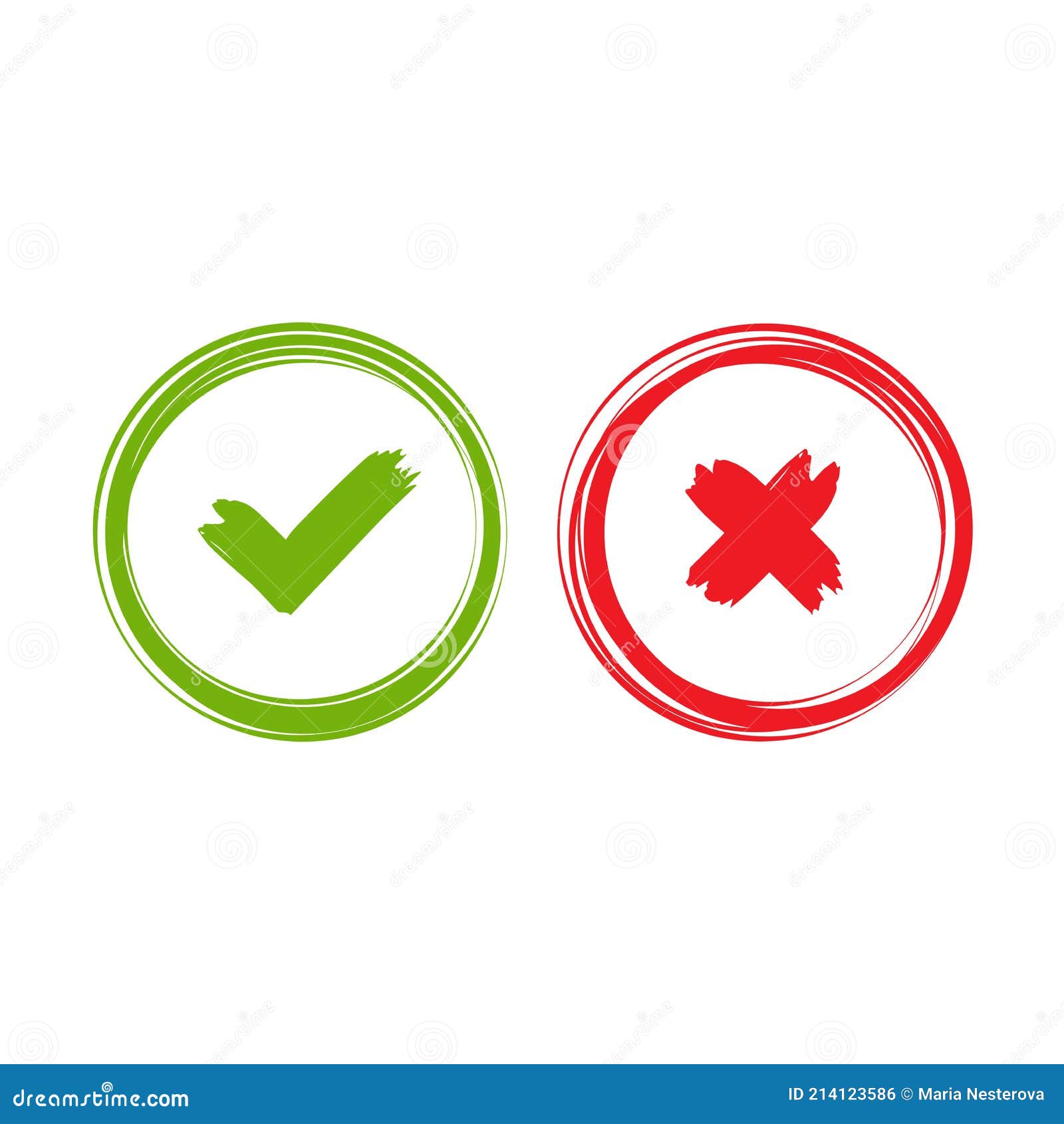 Check mark and cross Royalty Free Vector Image