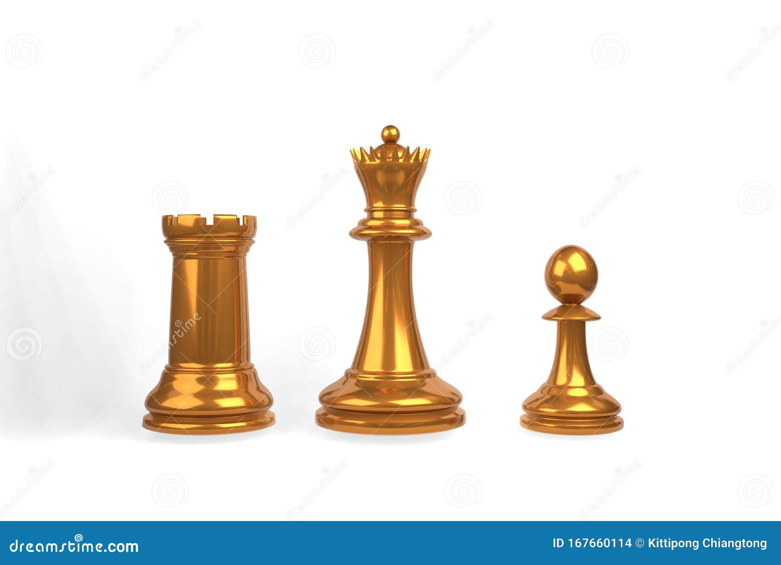 Set of Chess Checkmate Concept .3D Rendering Illustration of Gold ...