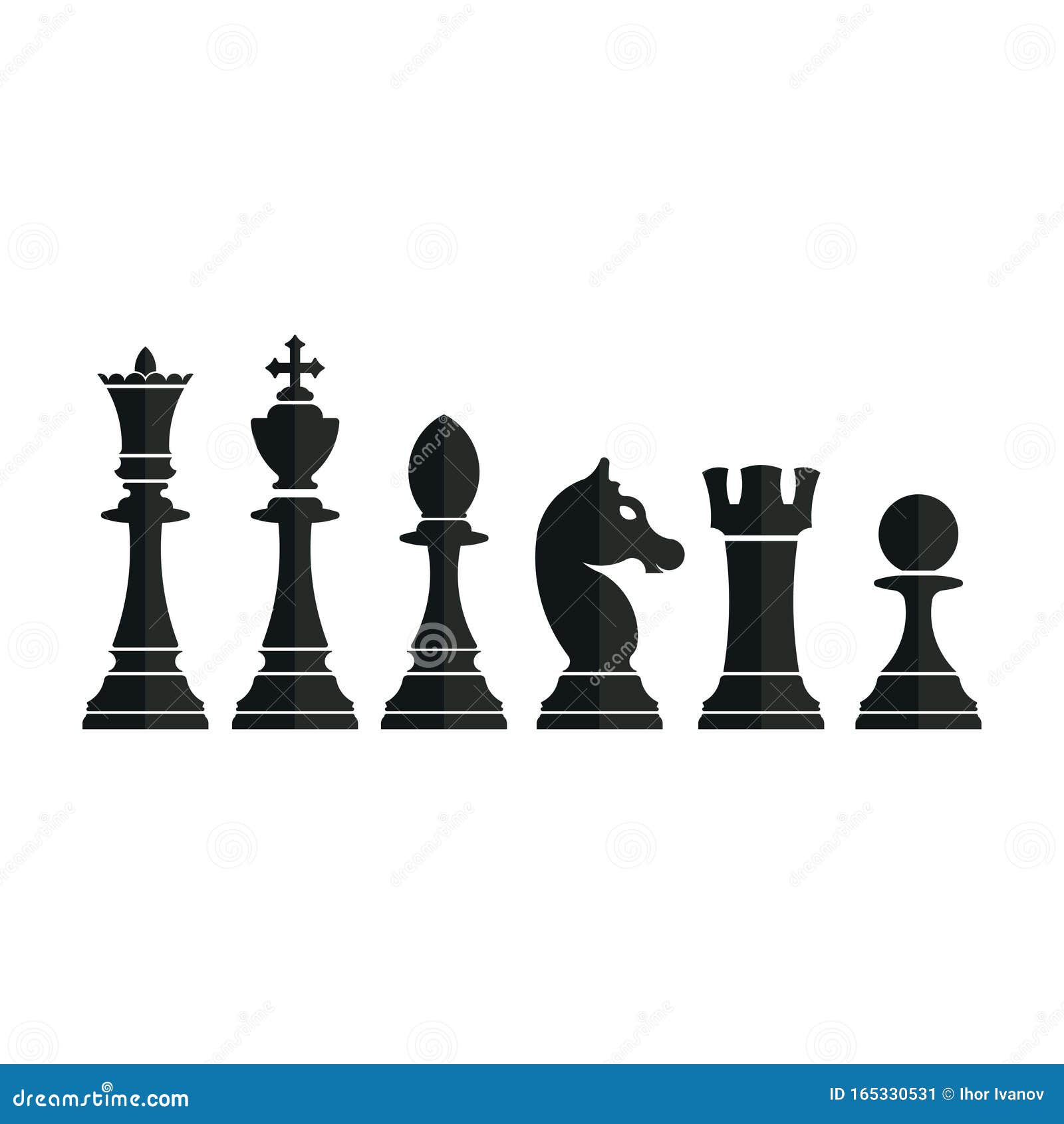 Set Of Chess Pieces Strategy Game Queen King Bishop Knight Rook