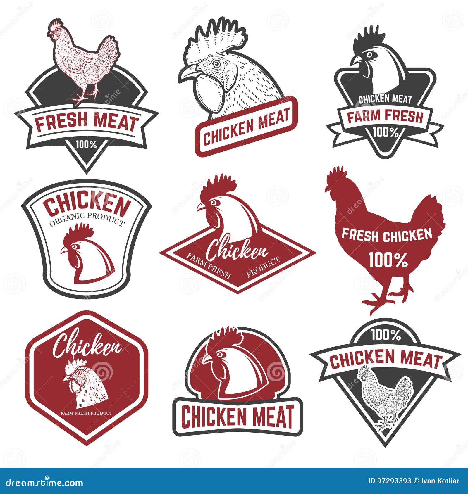 Set of Chicken Meat Labels. Design Elements for Logo, Label, Emblem